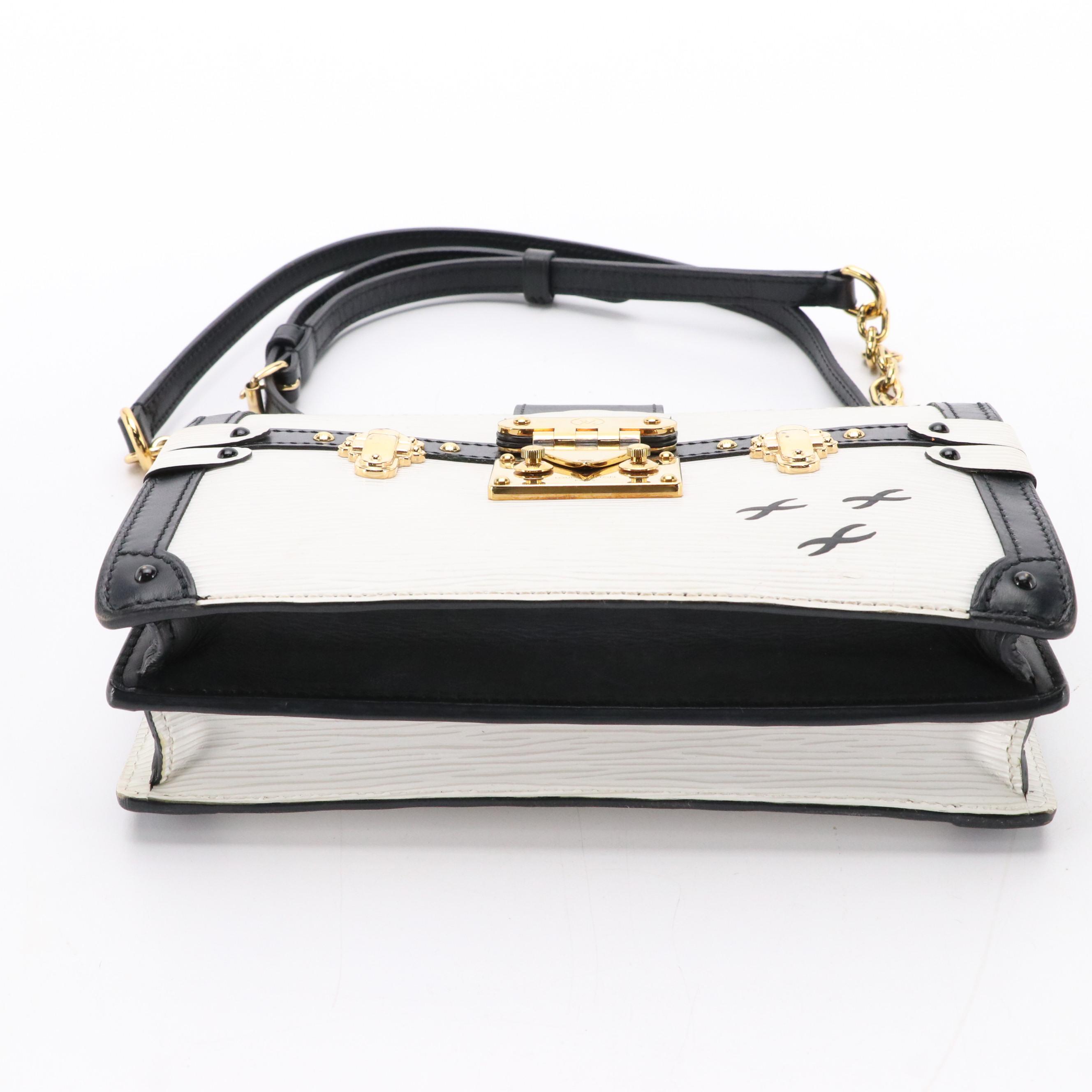 Louis Vuitton Trunk Crossbody Clutch in White Epi & Smooth Black Leather