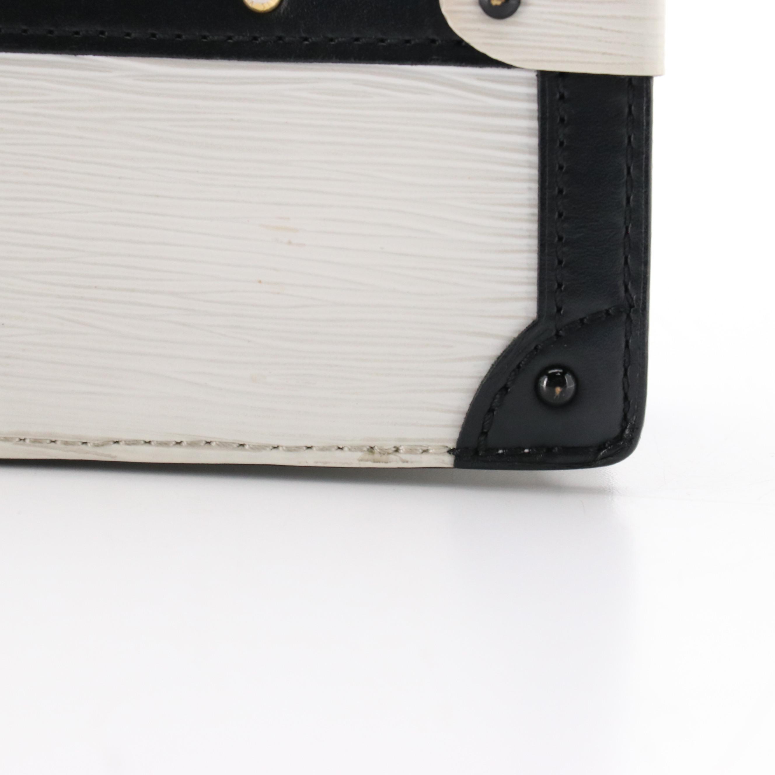 Louis Vuitton Trunk Crossbody Clutch in White Epi & Smooth Black Leather