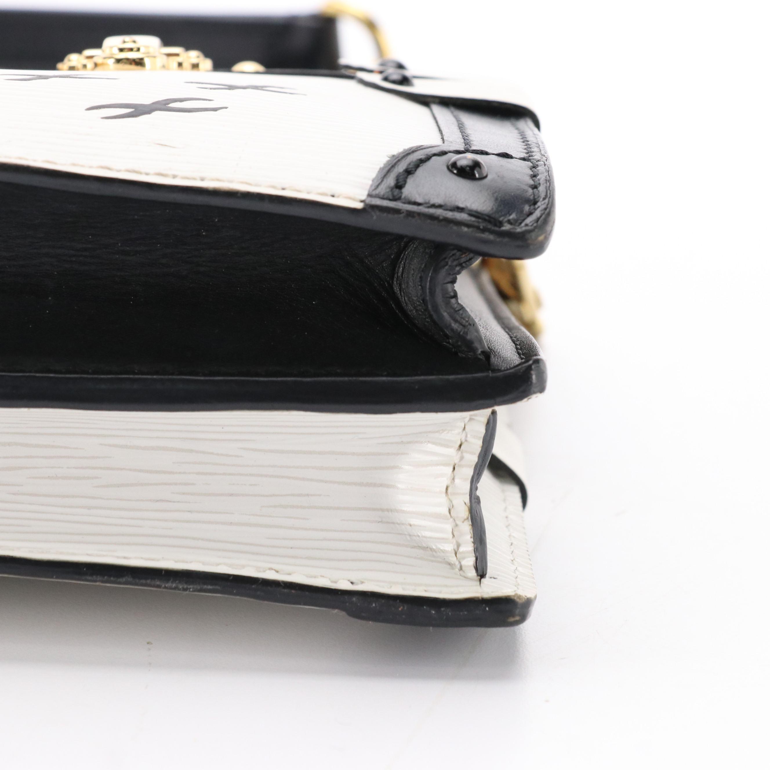 Louis Vuitton Trunk Crossbody Clutch in White Epi & Smooth Black Leather