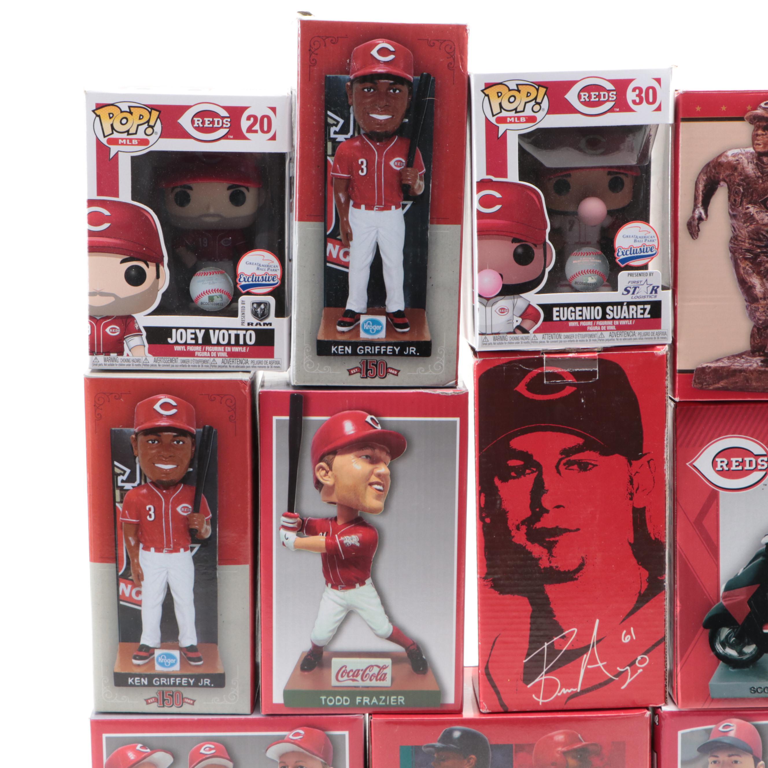 Ken Griffey Jr., Joey Votto, with More Cincinnati Reds Bobbleheads and Statues