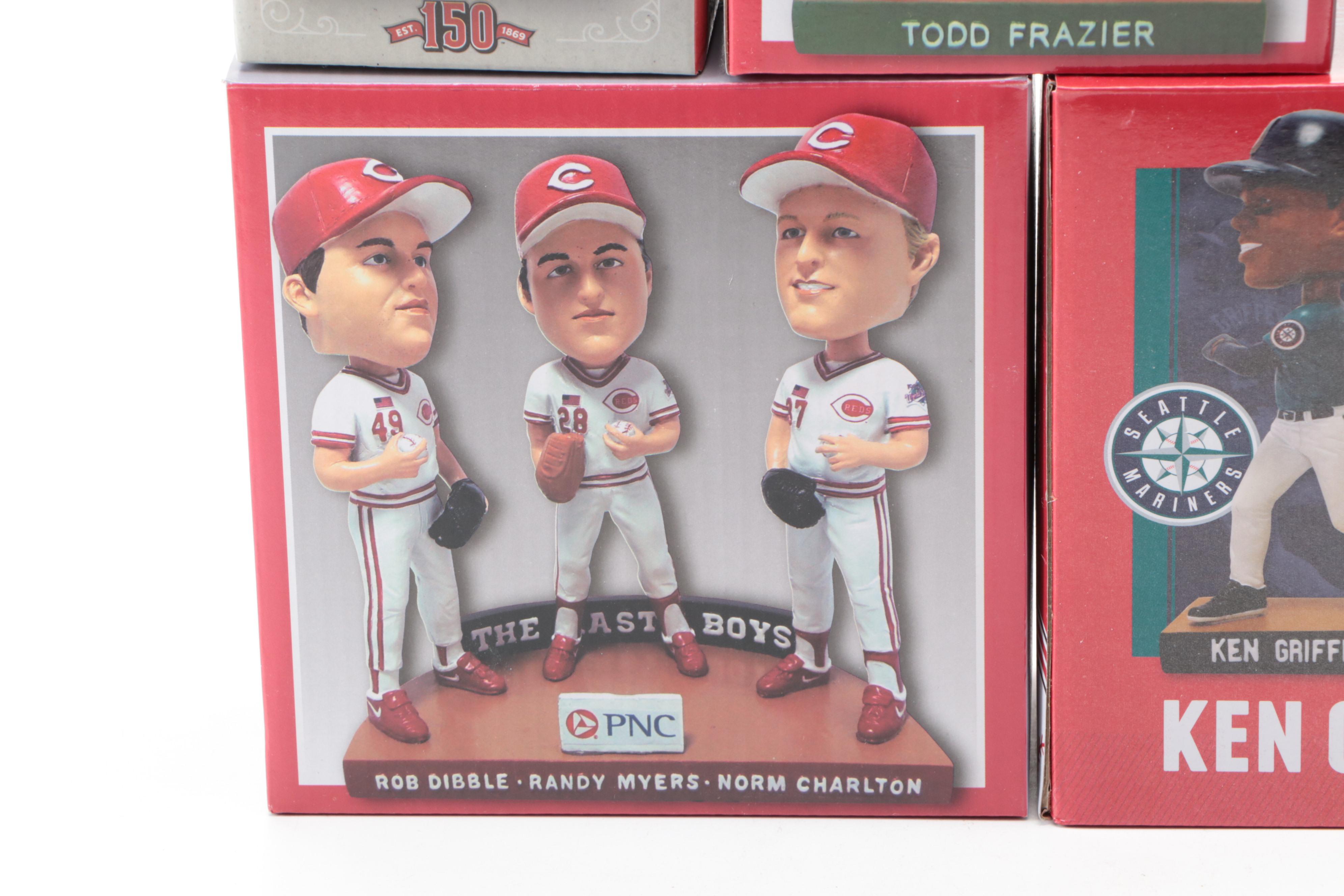 Ken Griffey Jr., Joey Votto, with More Cincinnati Reds Bobbleheads and Statues