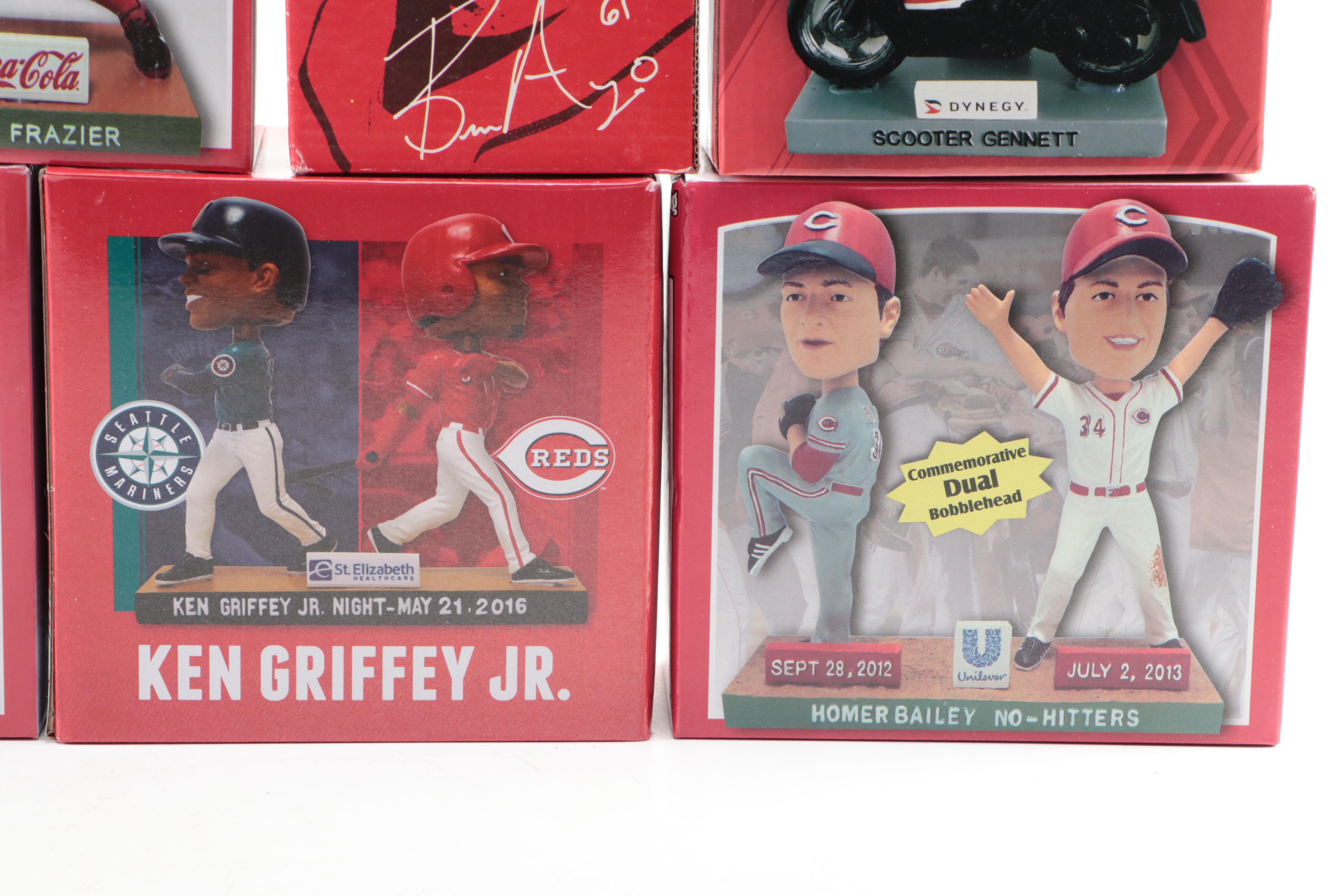 Ken Griffey Jr., Joey Votto, with More Cincinnati Reds Bobbleheads and Statues