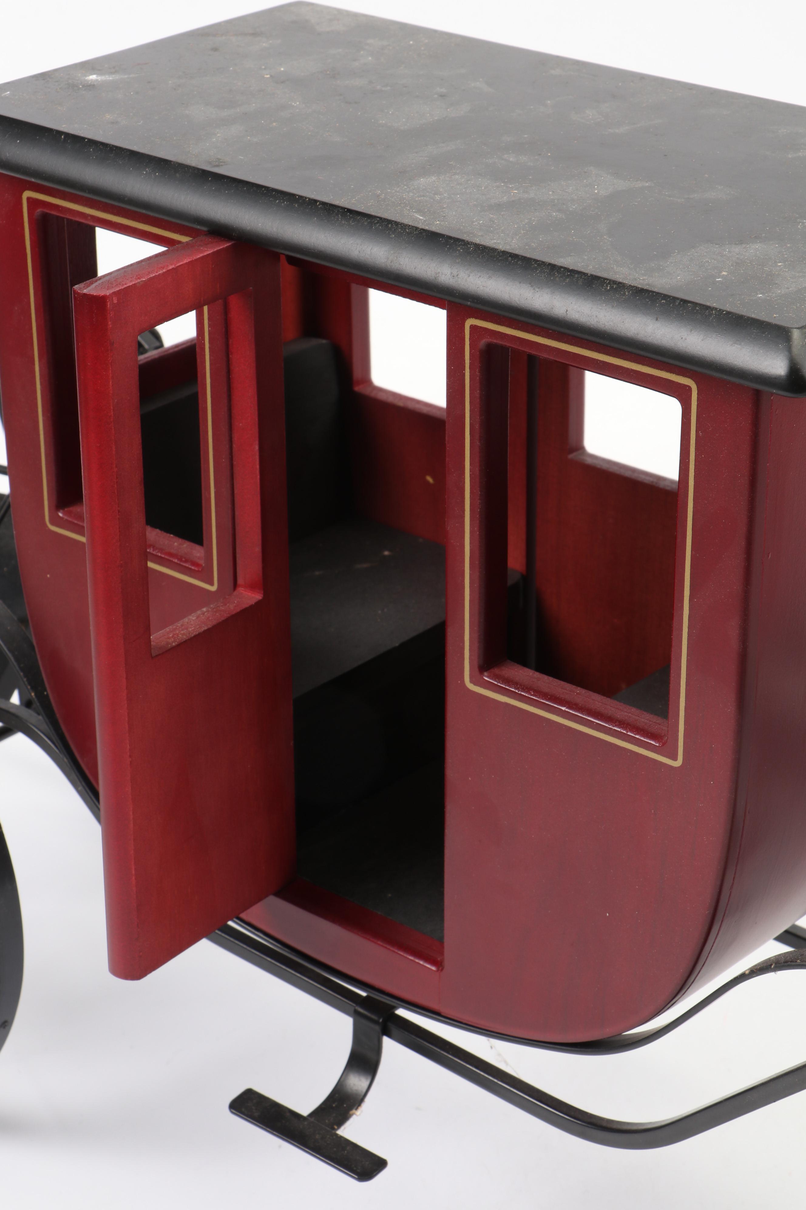 Byers' Choice "The Carolers" Figurines w/ Model Coach and Leather-Wrapped Horses