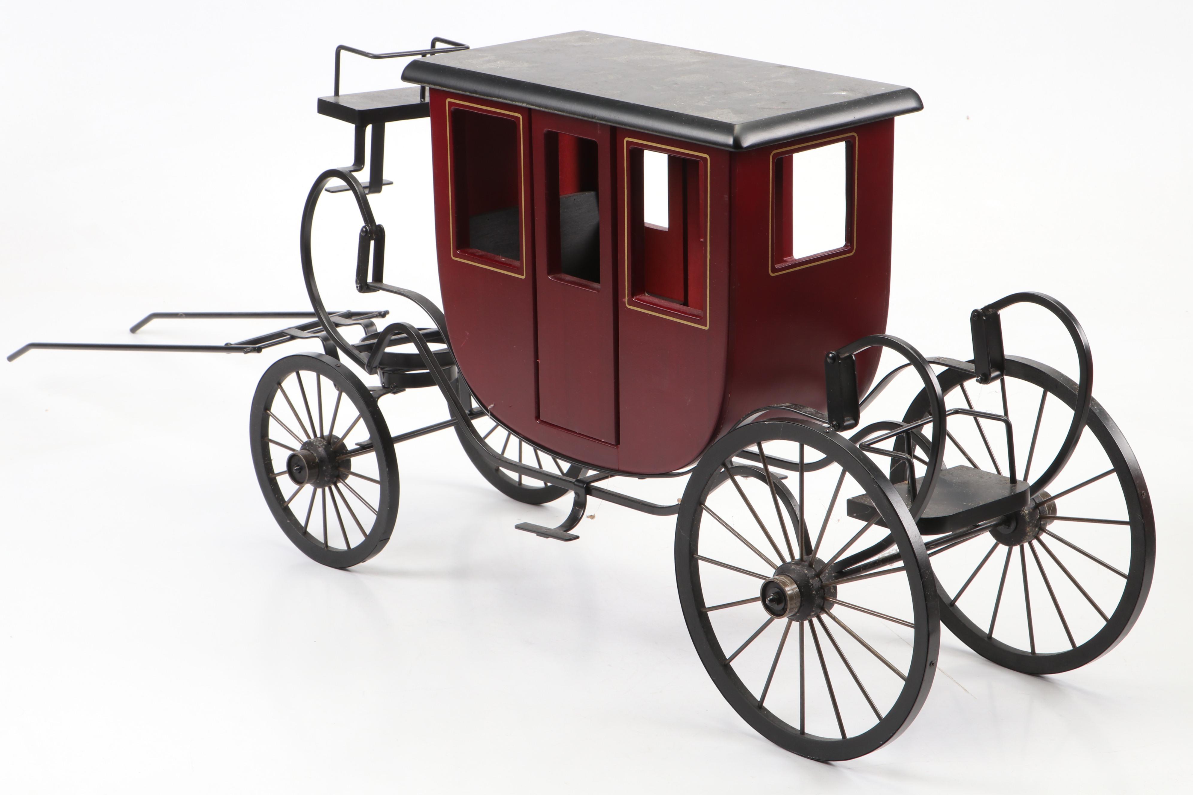 Byers' Choice "The Carolers" Figurines w/ Model Coach and Leather-Wrapped Horses