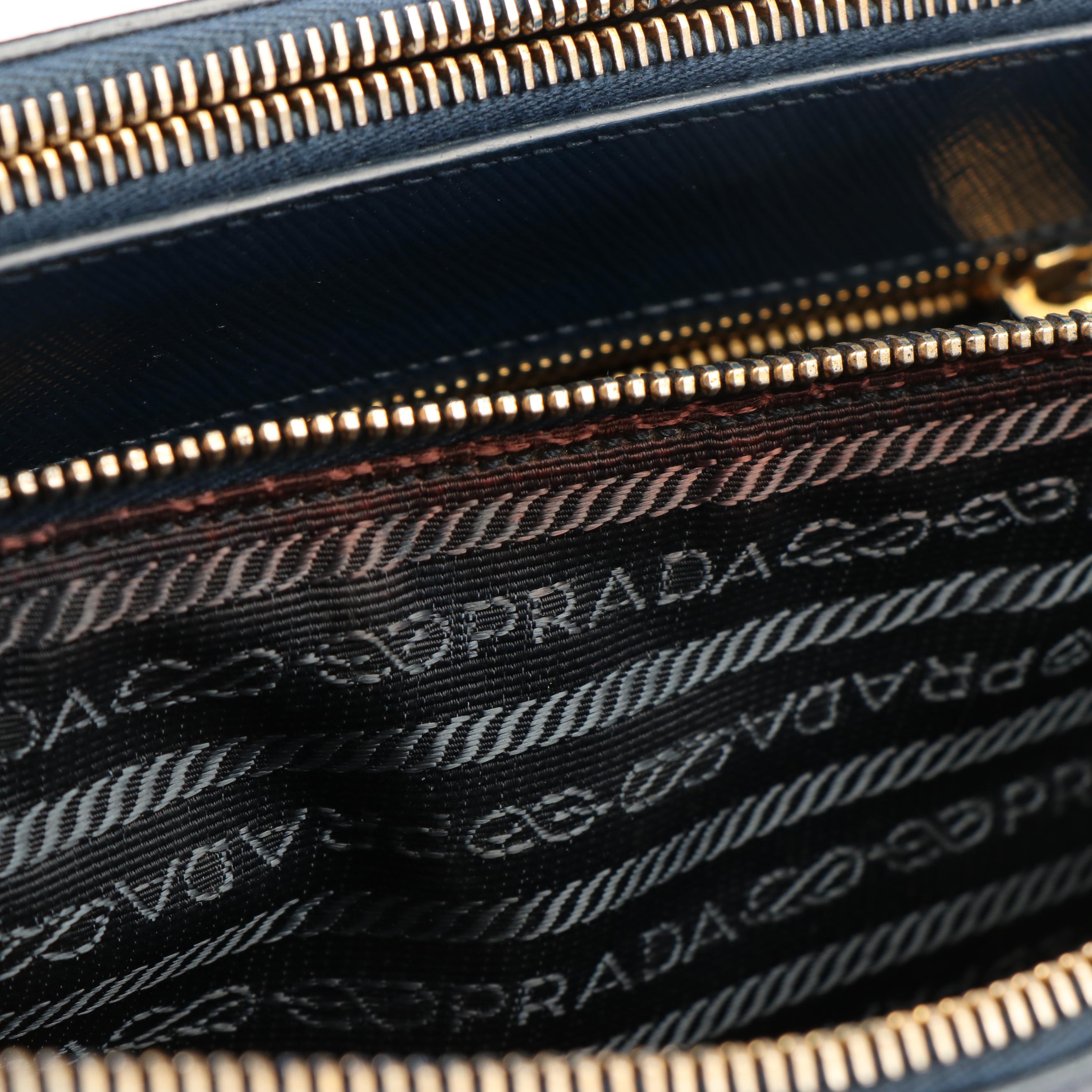 Prada Medium Galleria Double Zip Tote Bag in Blue Saffiano Lux Leather