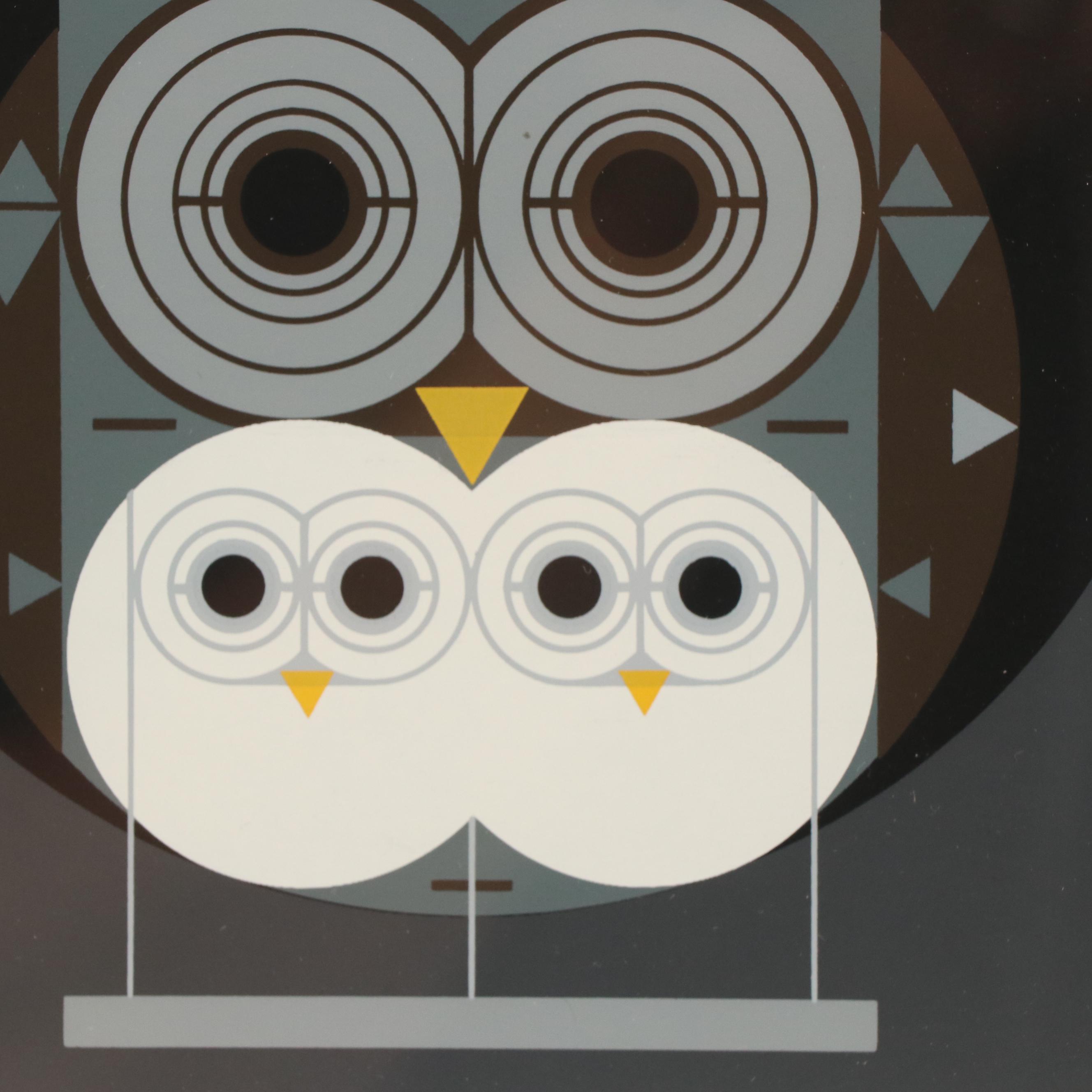 Charley Harper Serigraph "Family Owlbum"