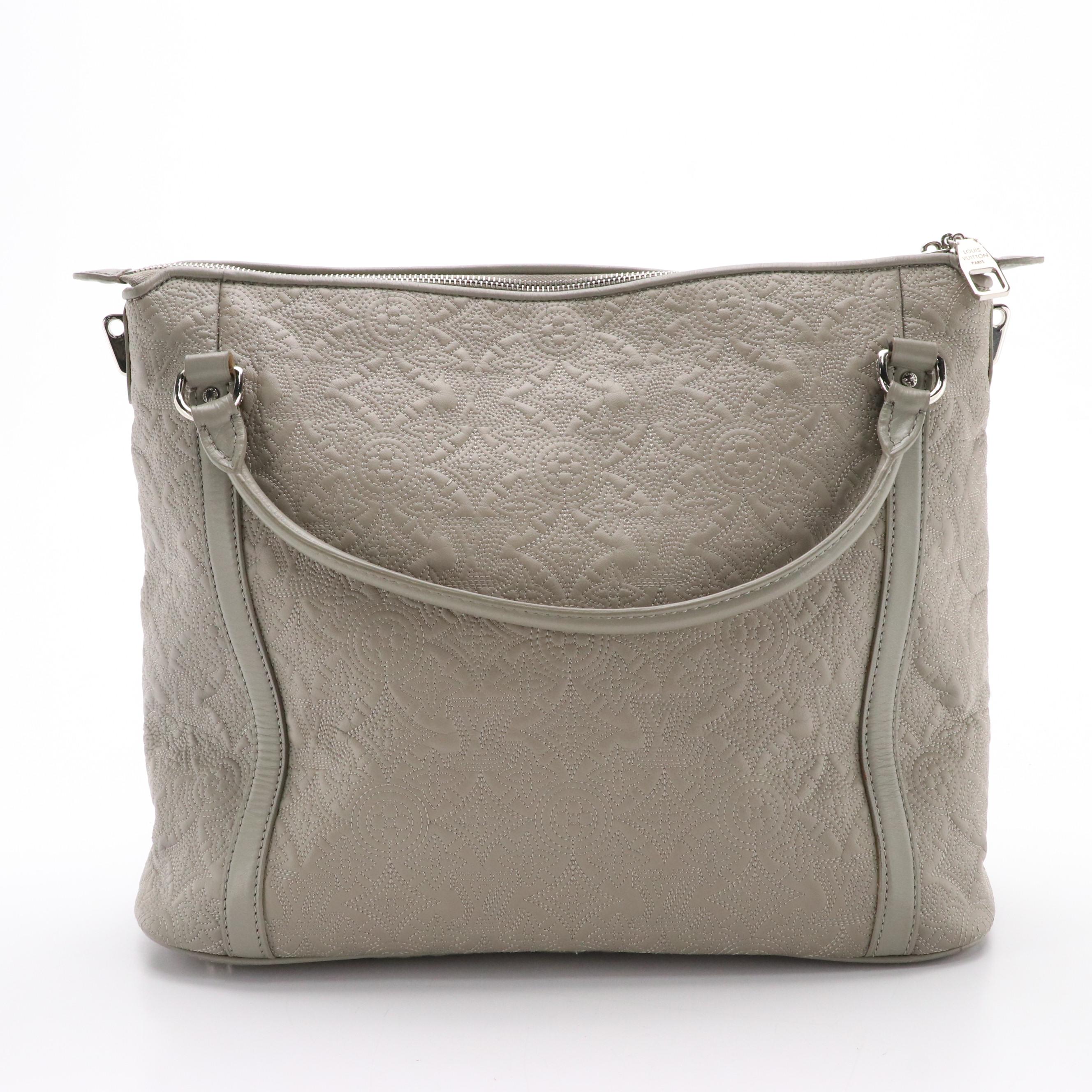 Louis Vuitton Ixia MM Bag in Grey Monogram Antheia Lambskin Leather