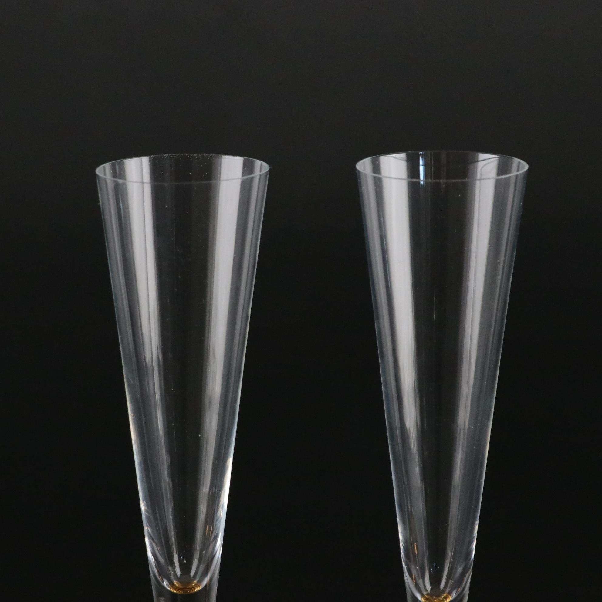 Orrefors "Nobel" Crystal Champagne Flutes