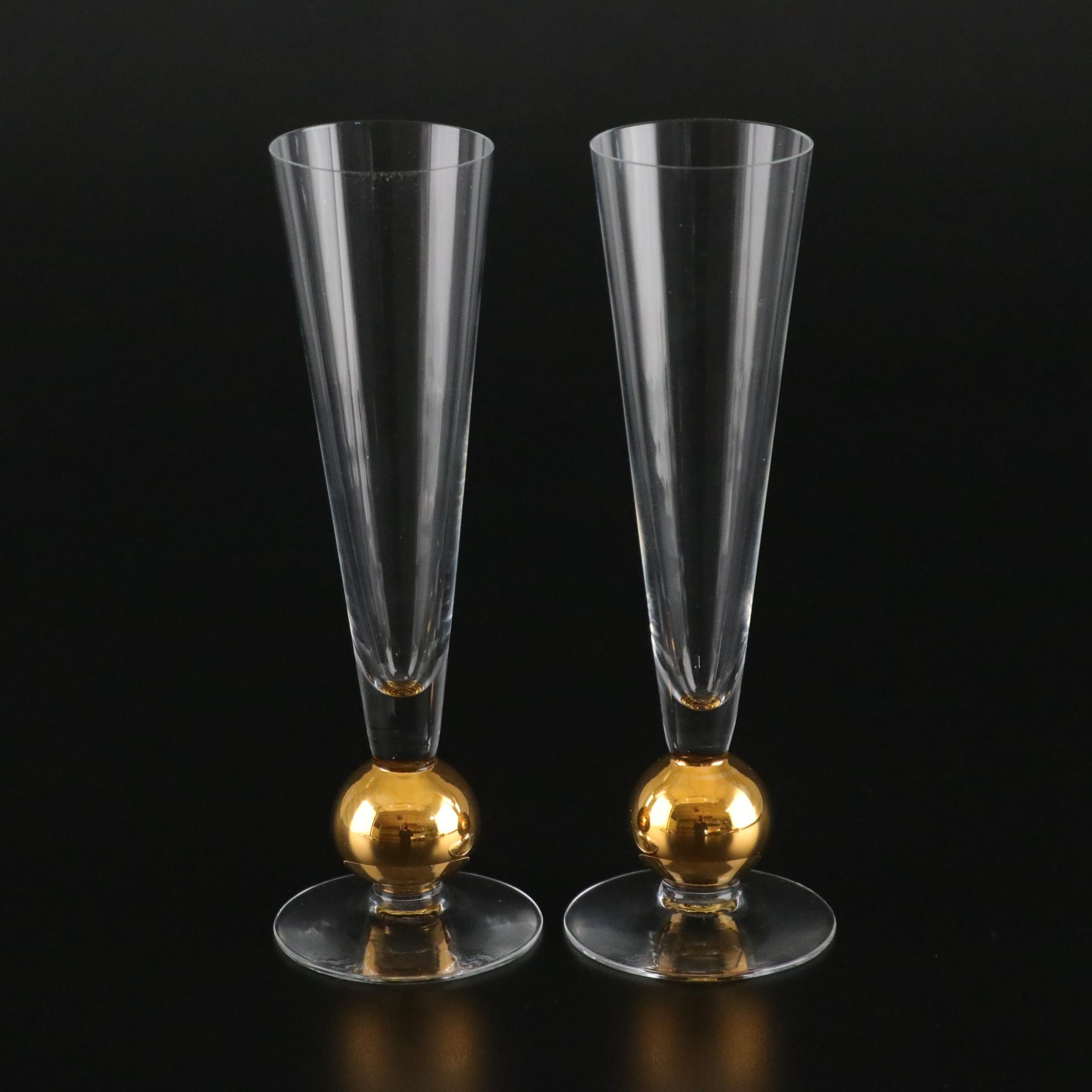 Orrefors "Nobel" Crystal Champagne Flutes