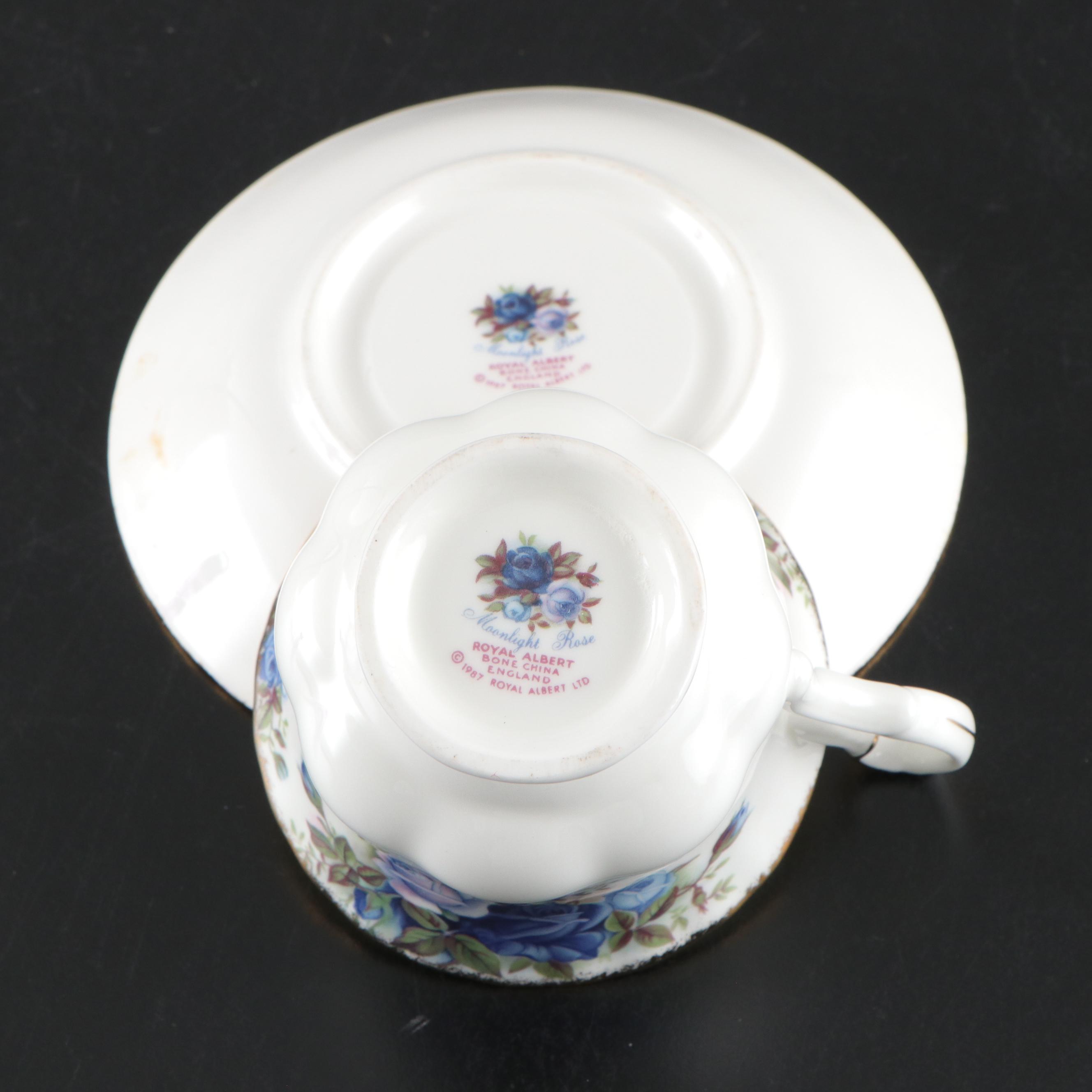 Royal Albert "Moonlight Rose" Porcelain Plates, Teacups and Saucers