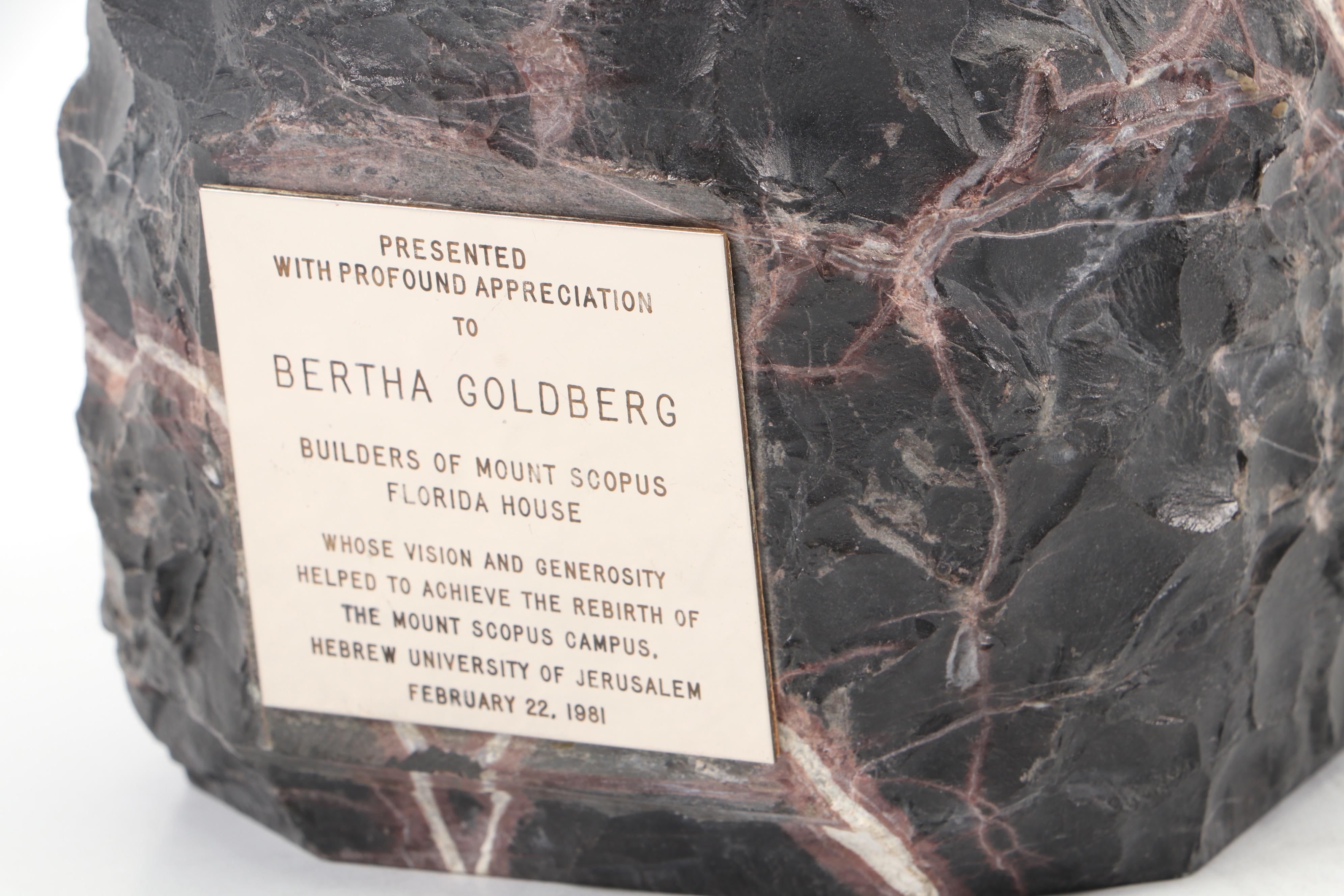 Yaacov Heller "Moses" Sterling Silver on Marble Sculpture with Framed Award