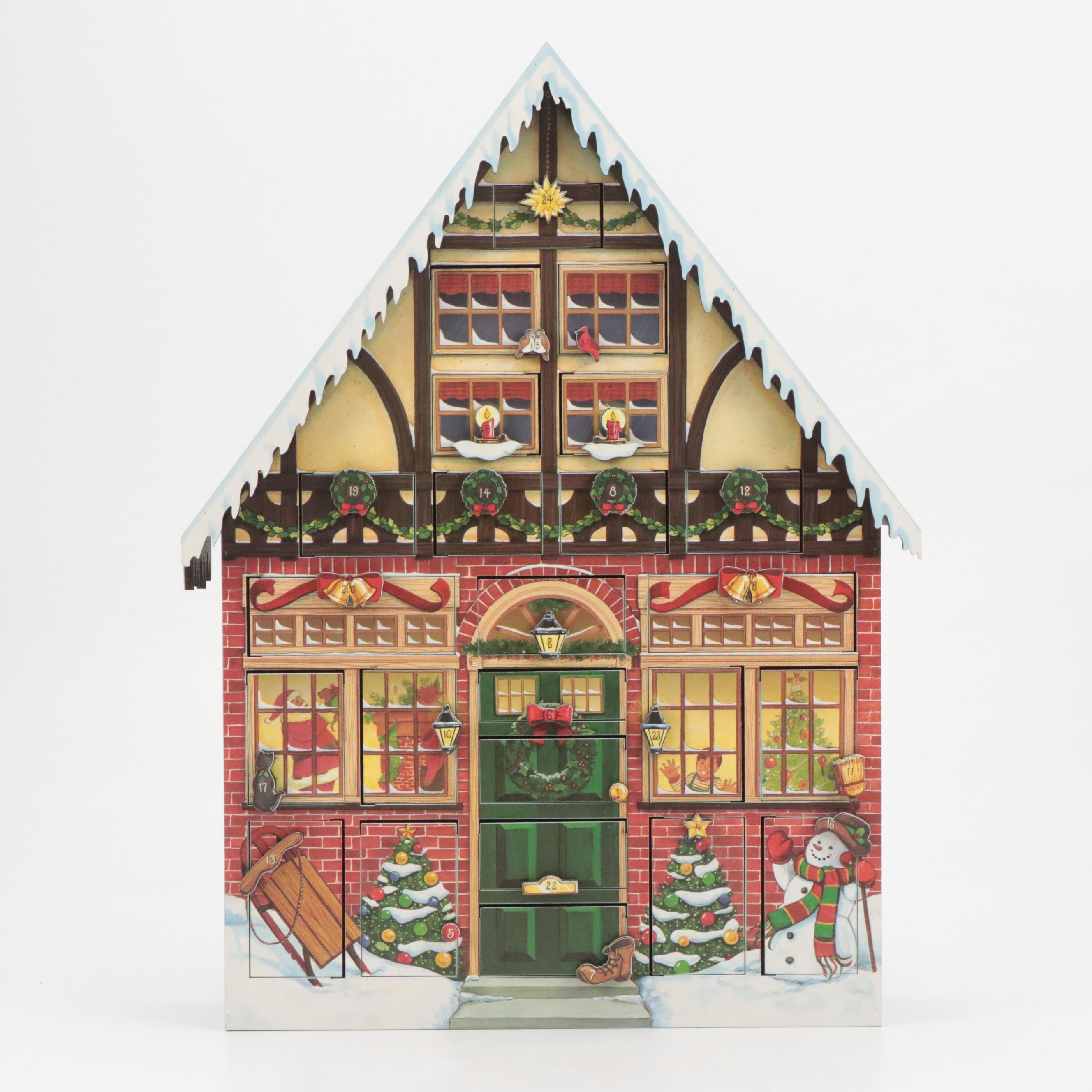 Byers' Choice Traditions Wooden Advent Calendar with Christmas Gift Boxes, 2000s