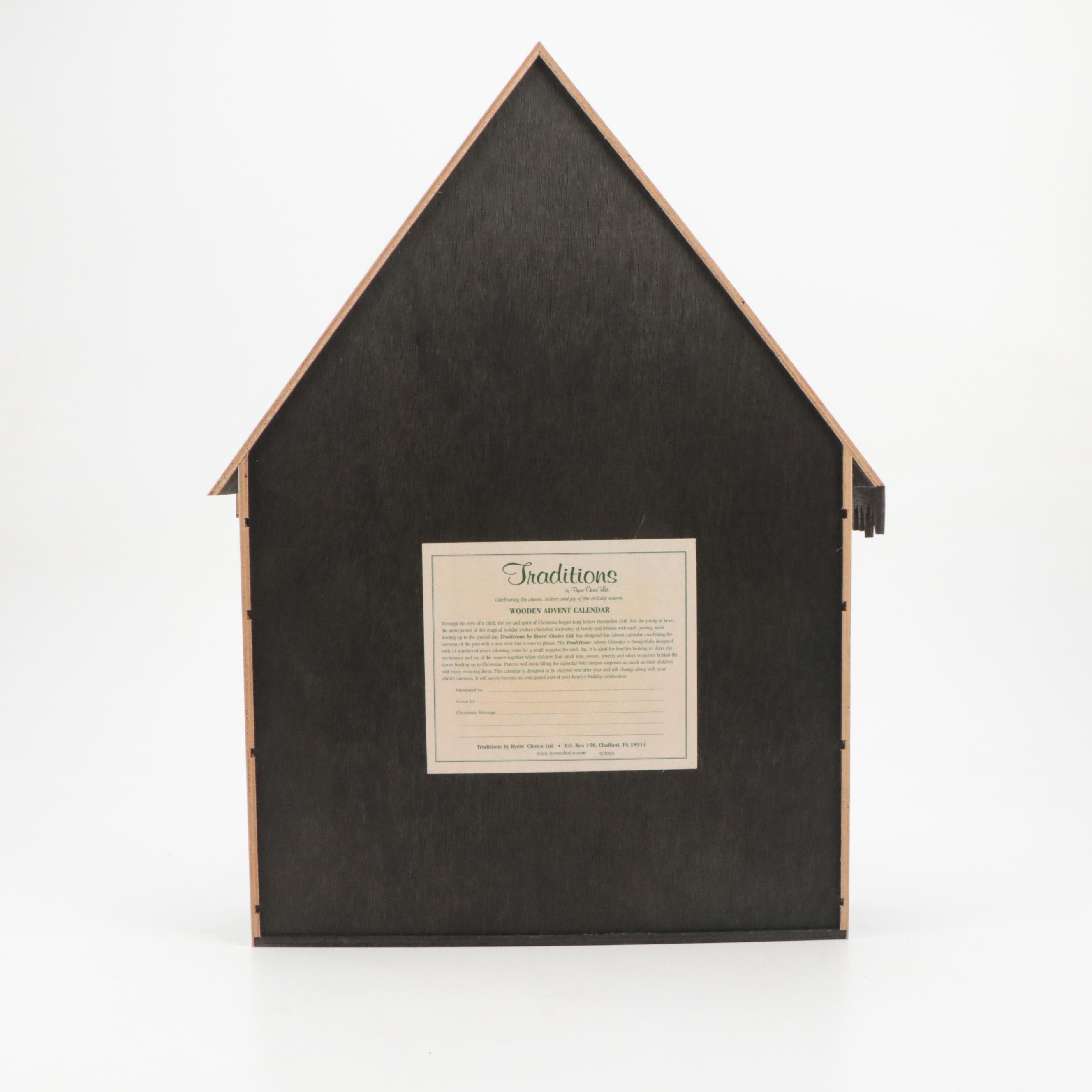 Byers' Choice Traditions Wooden Advent Calendar with Christmas Gift Boxes, 2000s