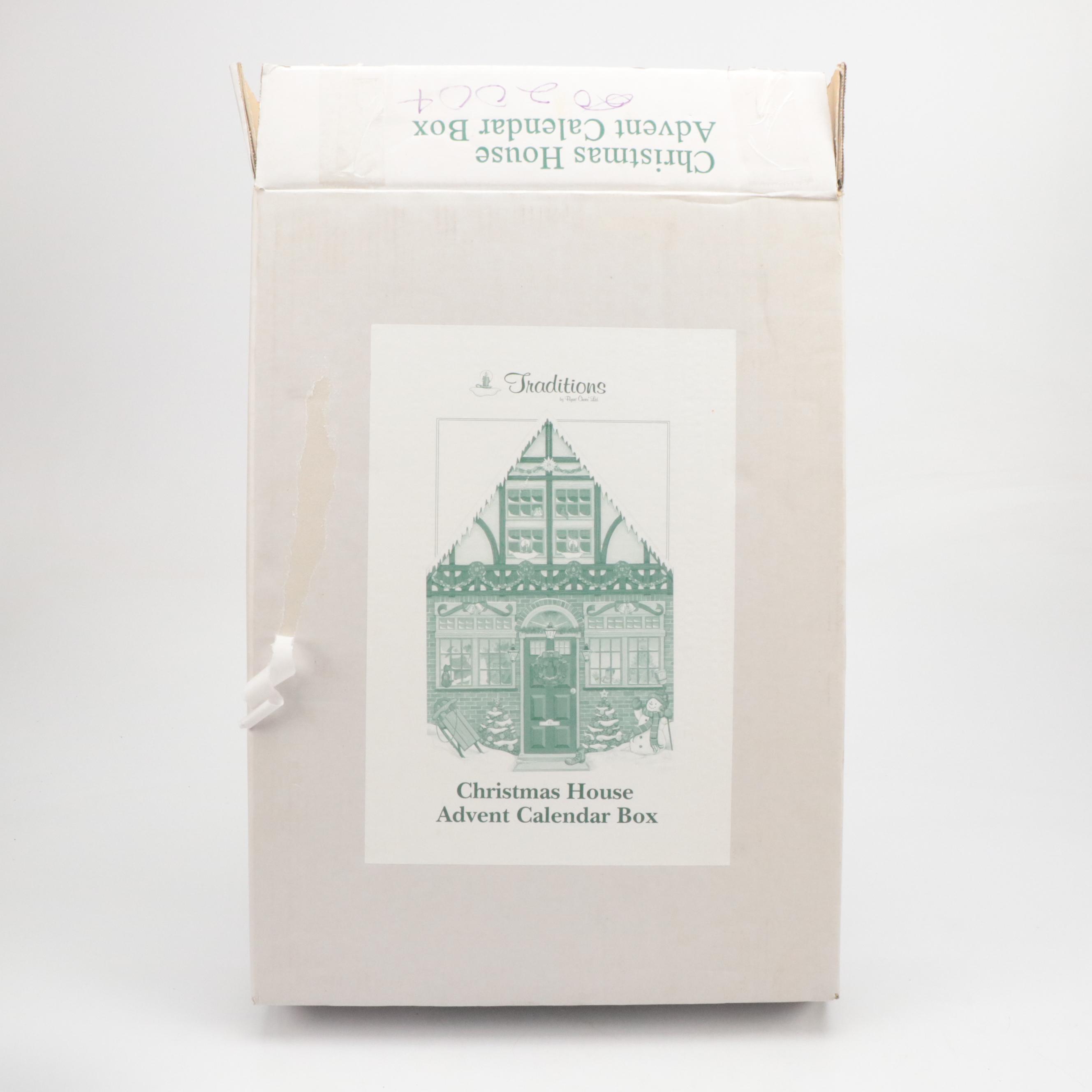 Byers' Choice Traditions Wooden Advent Calendar with Christmas Gift Boxes, 2000s