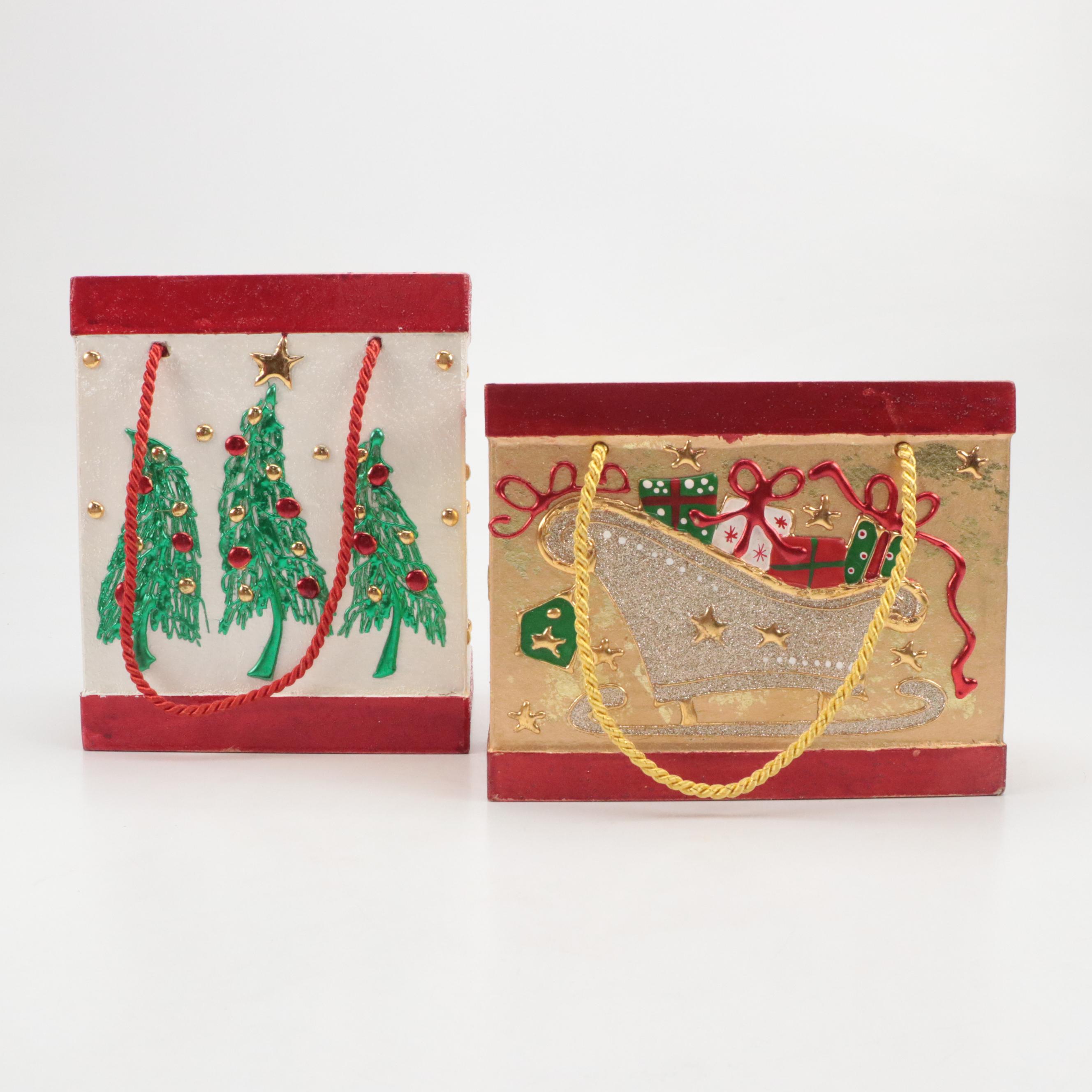 Byers' Choice Traditions Wooden Advent Calendar with Christmas Gift Boxes, 2000s