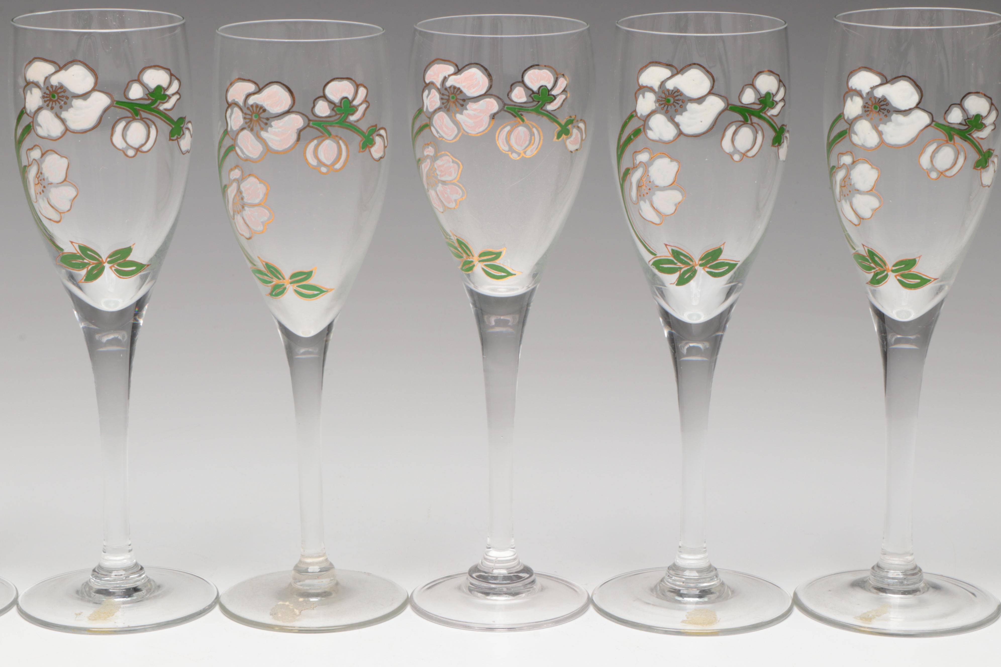 Perrier-Jouët Glass Promotional Champagne Bucket and Flutes