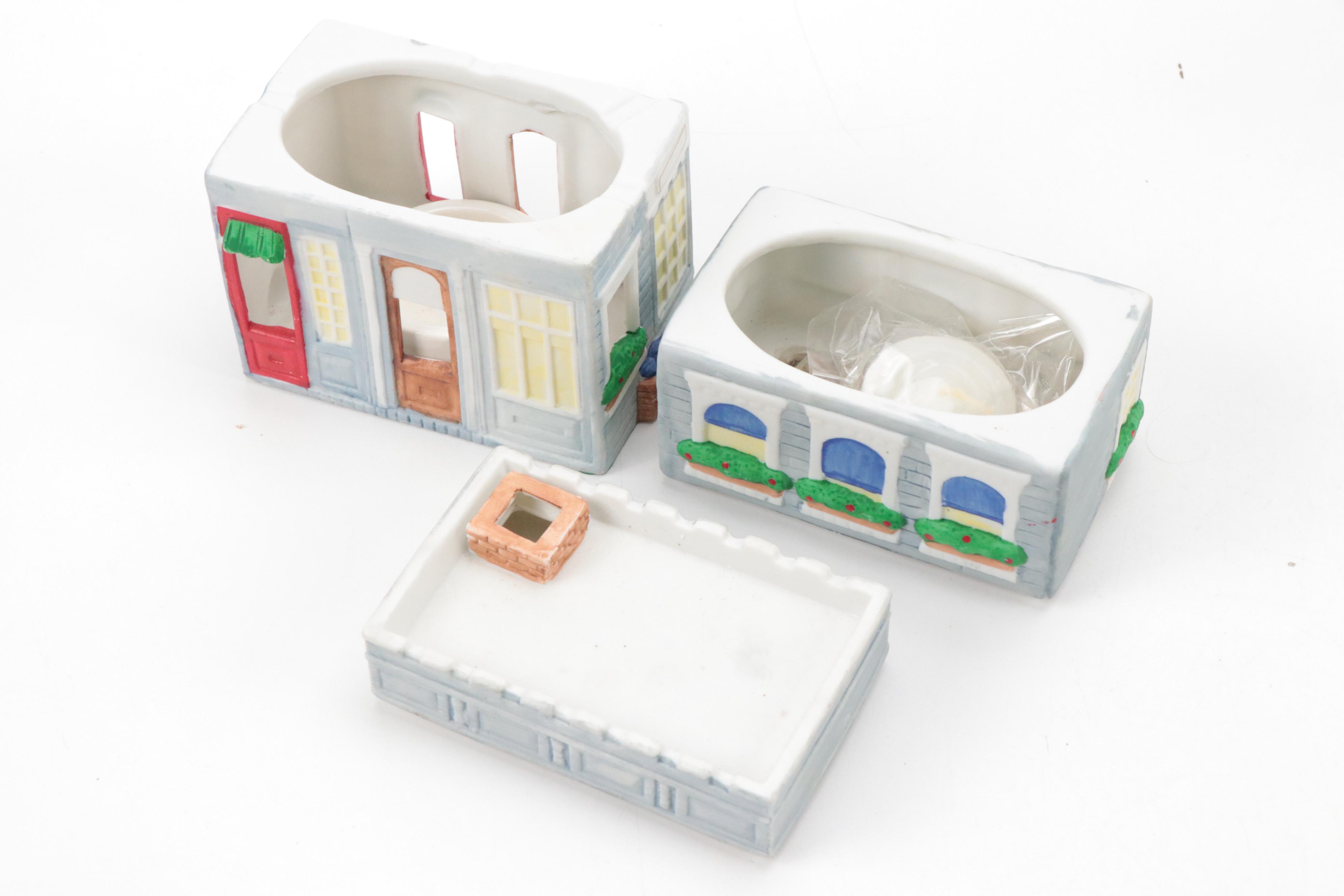 Resin Santa Figurines with Porcelain and Resin Christmas Village Figurines