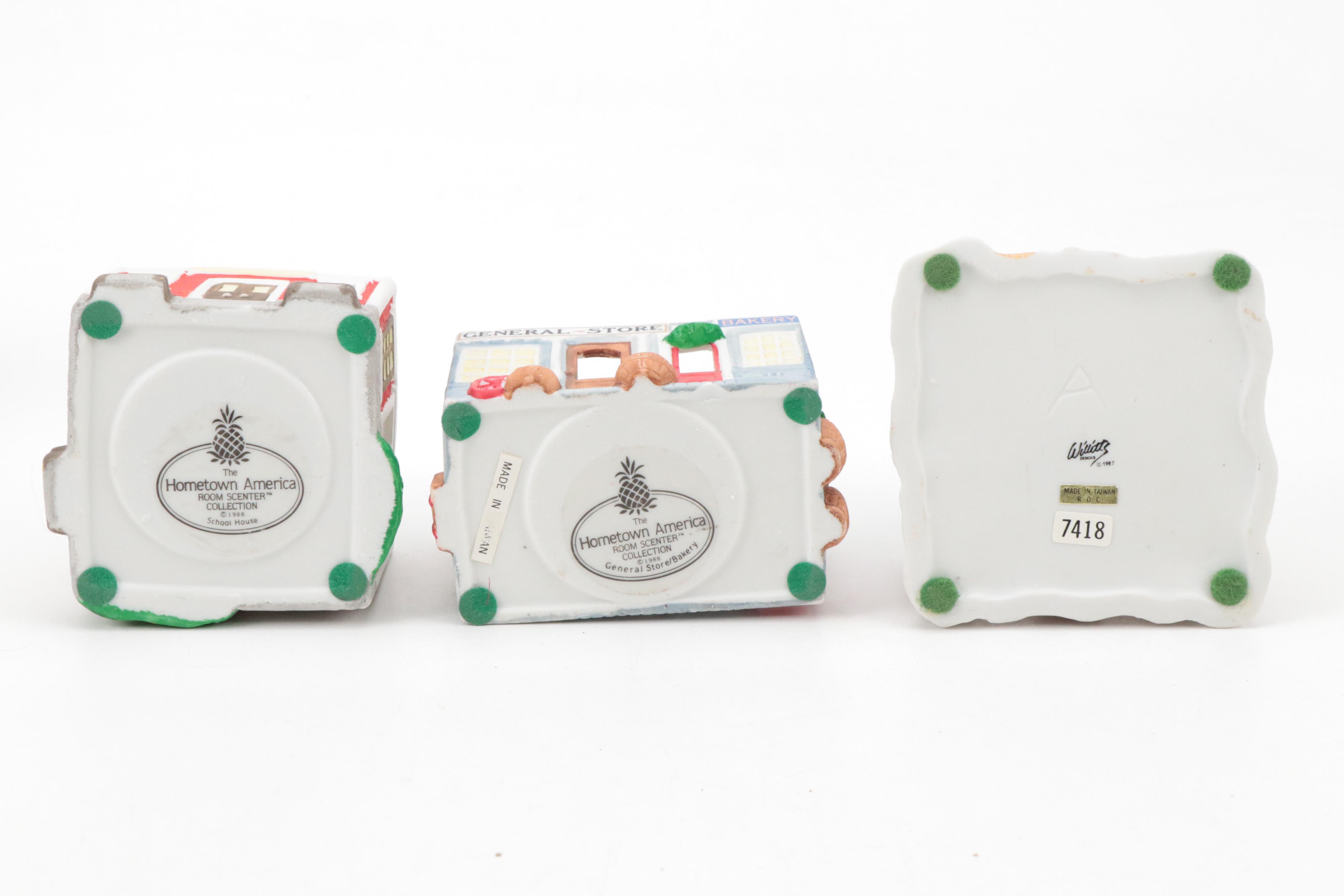 Resin Santa Figurines with Porcelain and Resin Christmas Village Figurines