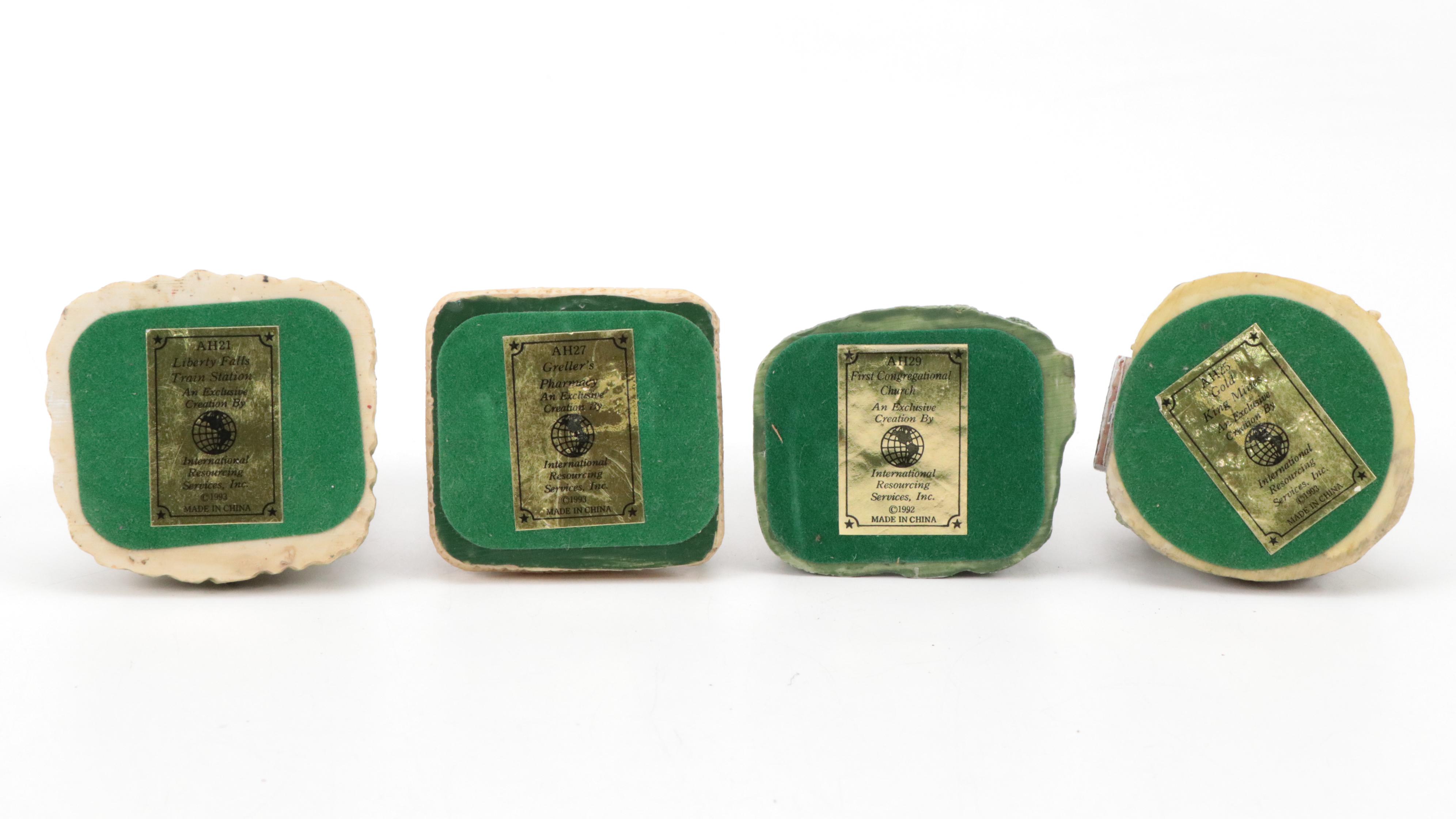 Resin Santa Figurines with Porcelain and Resin Christmas Village Figurines