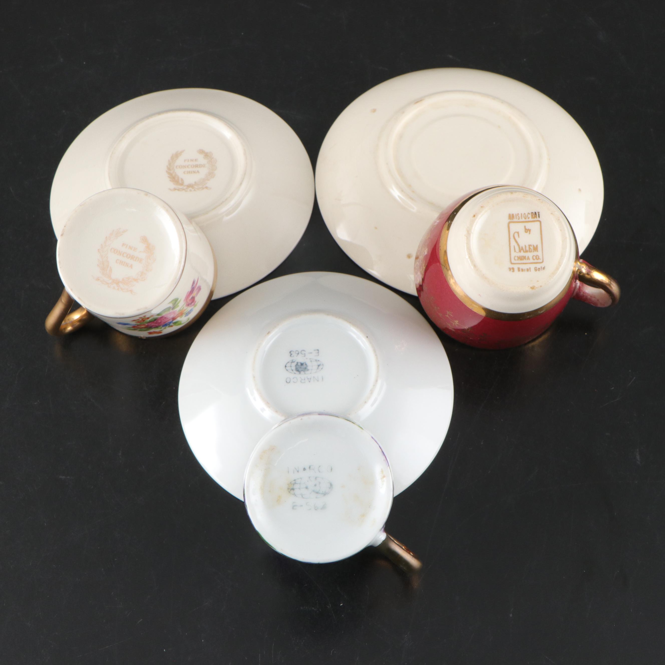 Rosiana China Co. Queen's with Other Bone China and Porcelain Cups and Saucers