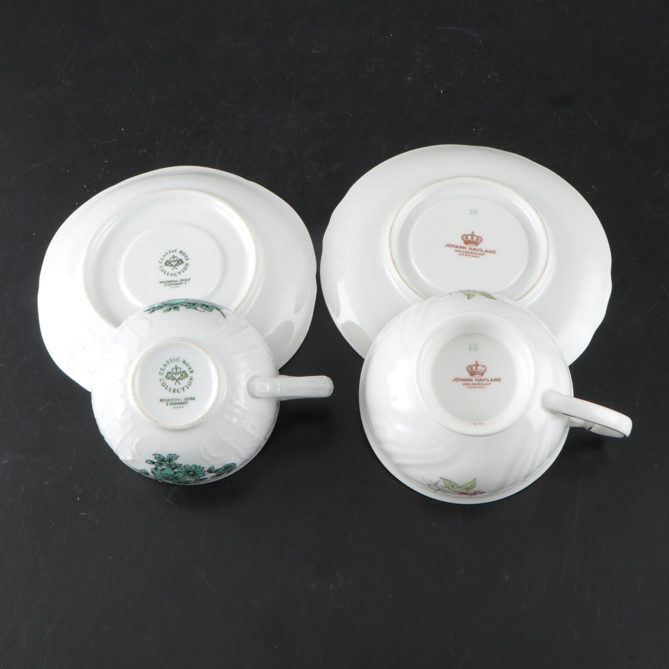 Rosiana China Co. Queen's with Other Bone China and Porcelain Cups and Saucers