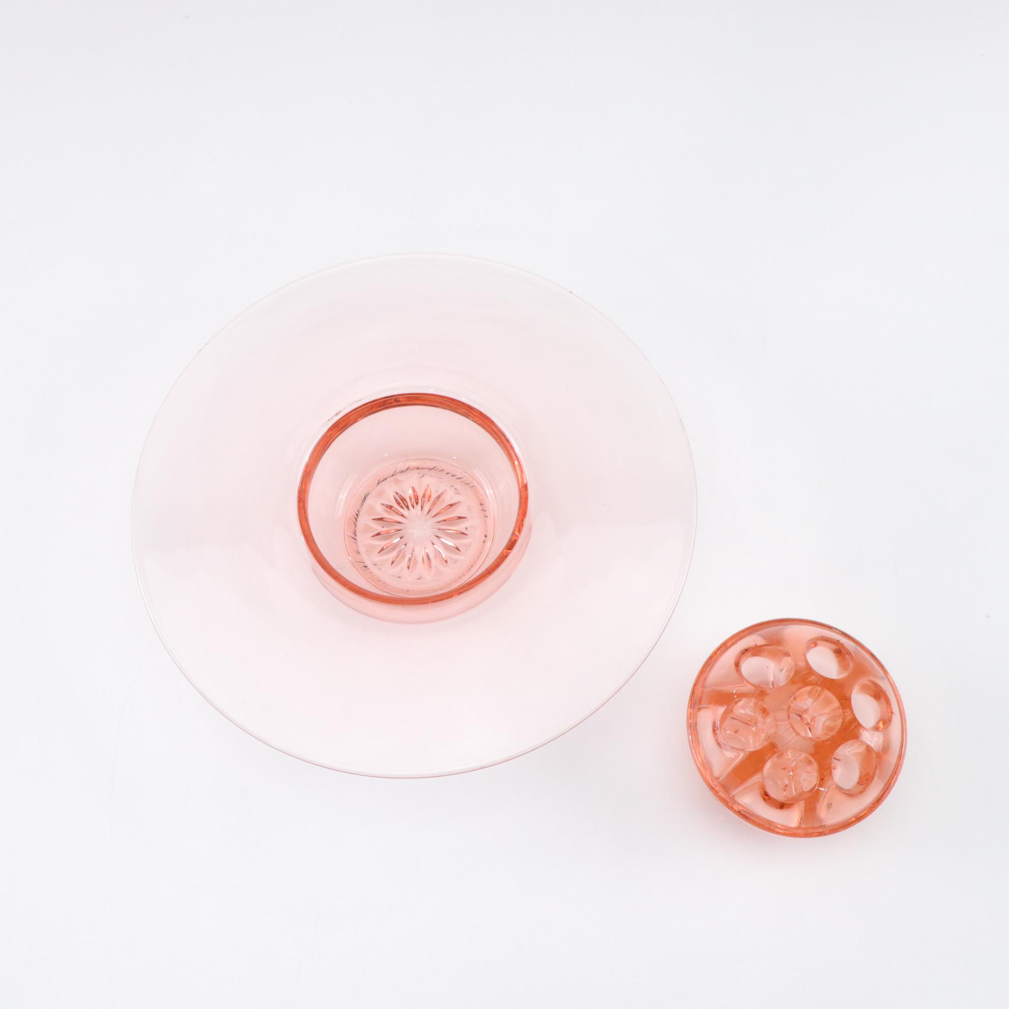 Heisey Pink Depression Glass Flower Frog