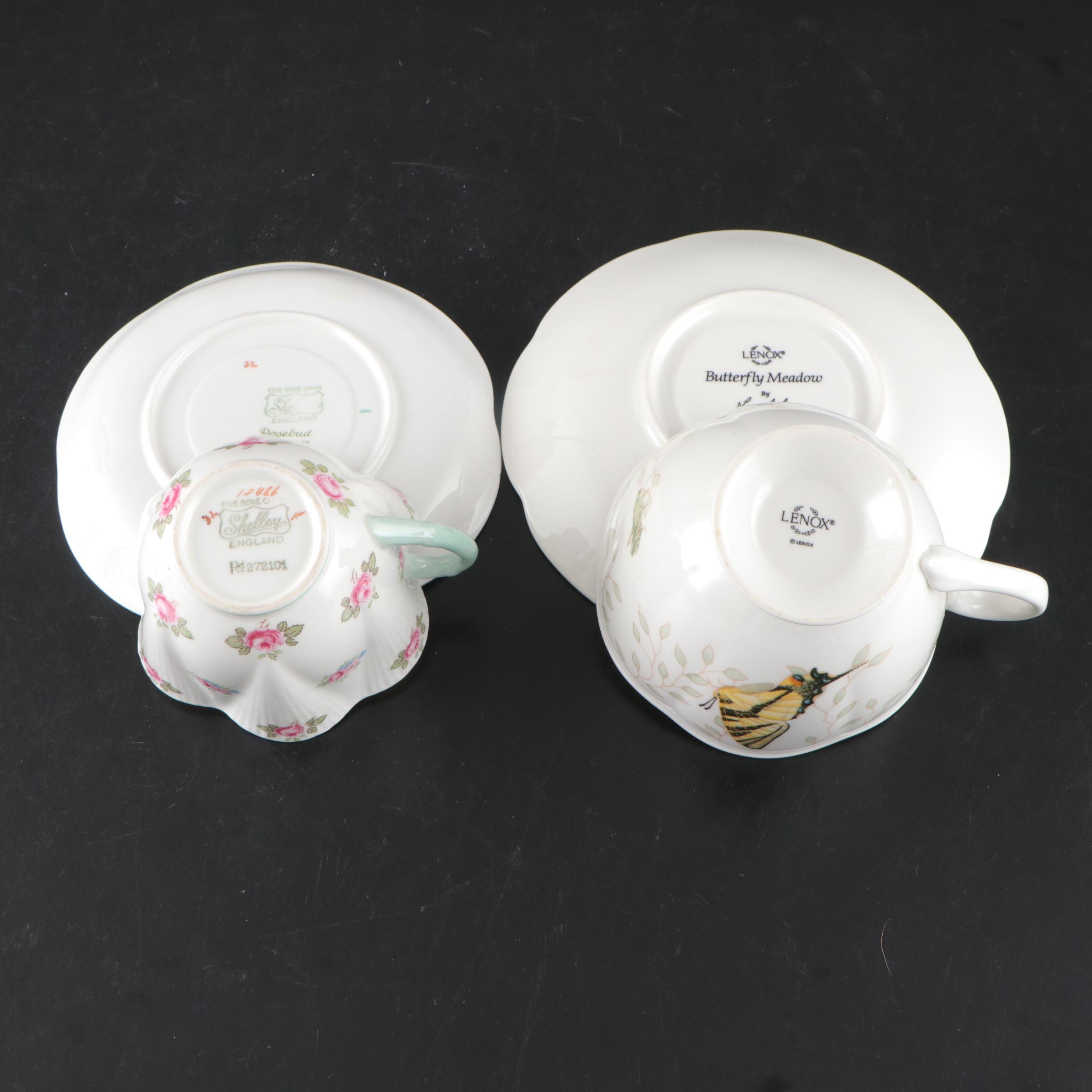 Rosiana China Co. Queen's with Other Bone China and Porcelain Cups and Saucers