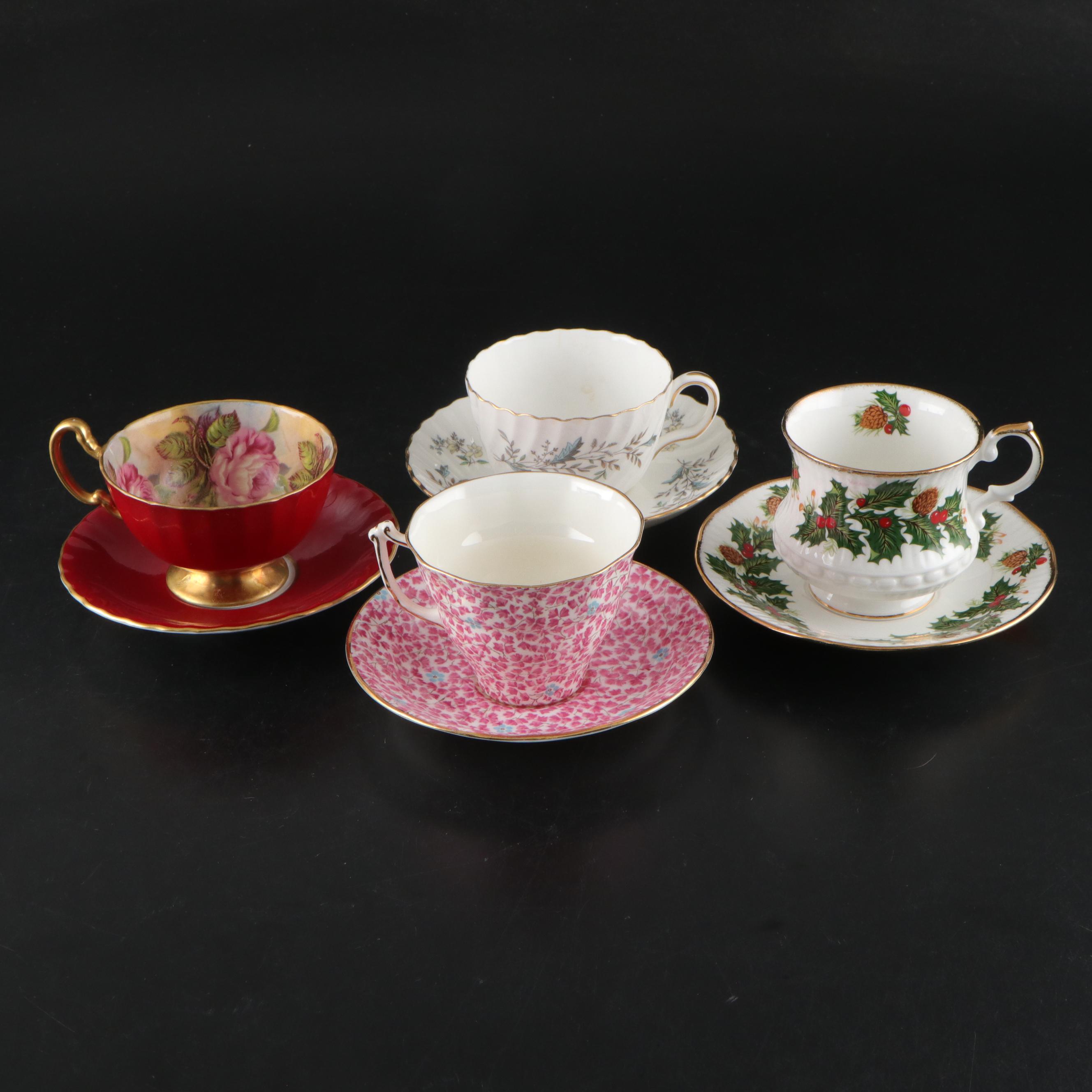 Rosiana China Co. Queen's with Other Bone China and Porcelain Cups and Saucers