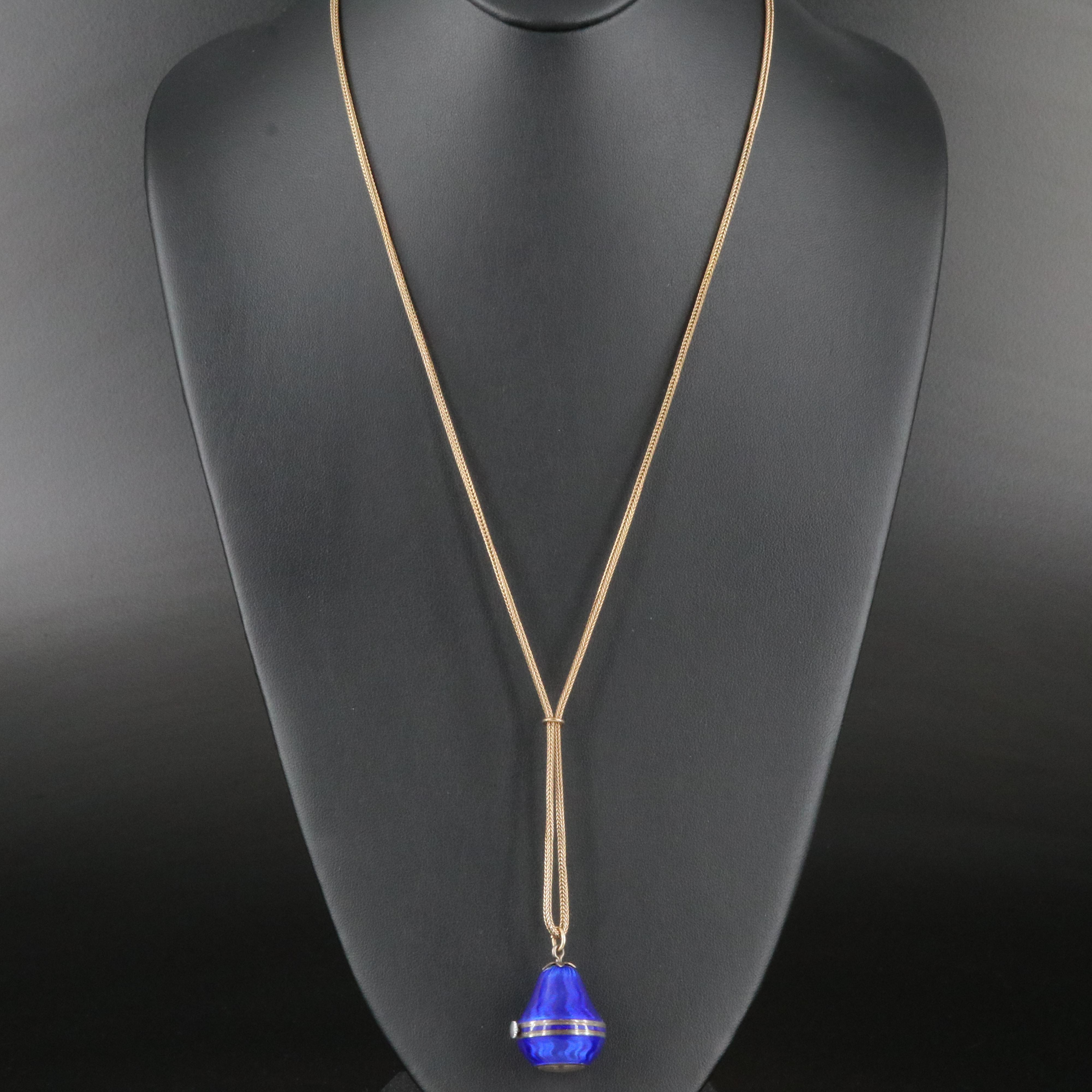 Antique Eton Blue Enamel Guilloché Pendant Watch