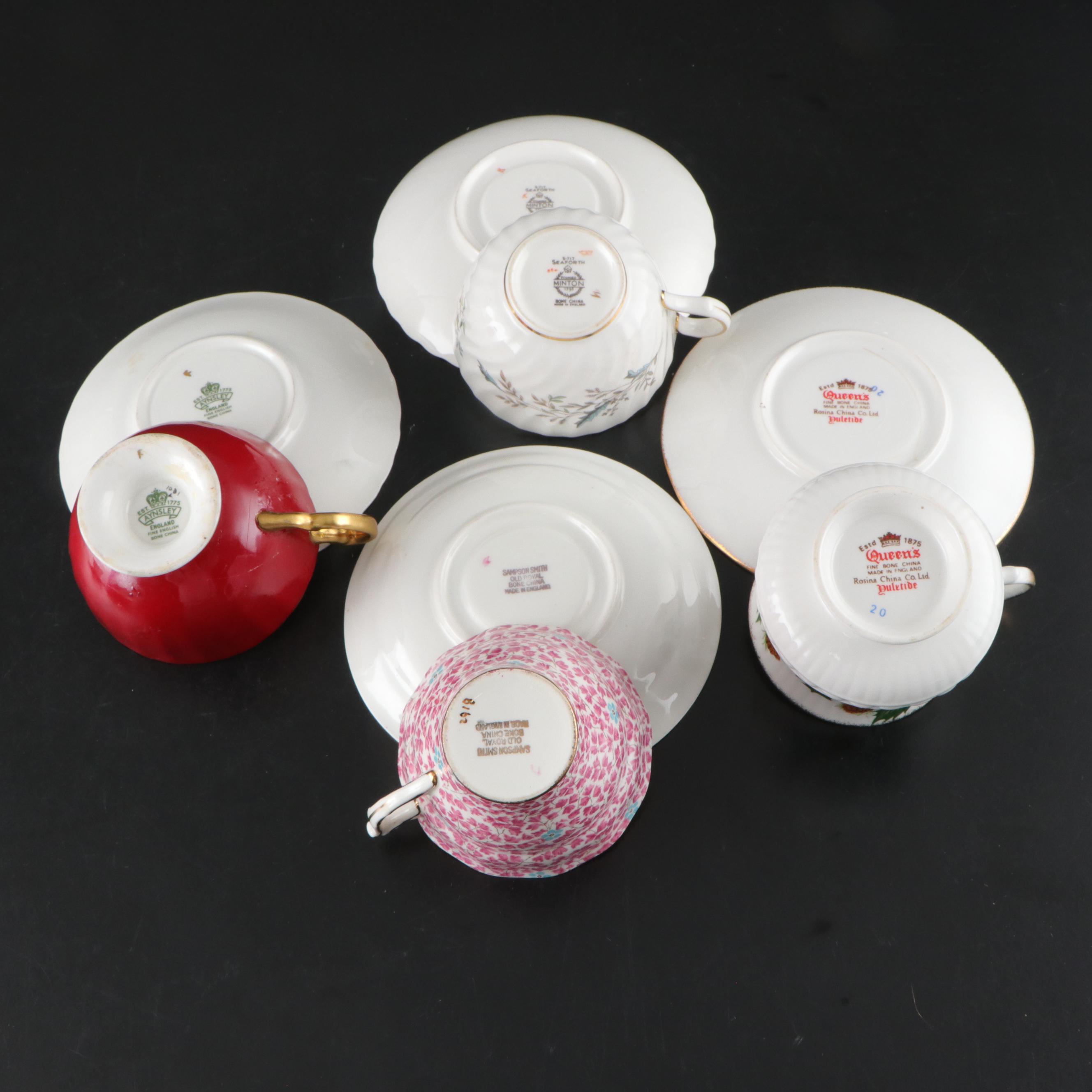 Rosiana China Co. Queen's with Other Bone China and Porcelain Cups and Saucers