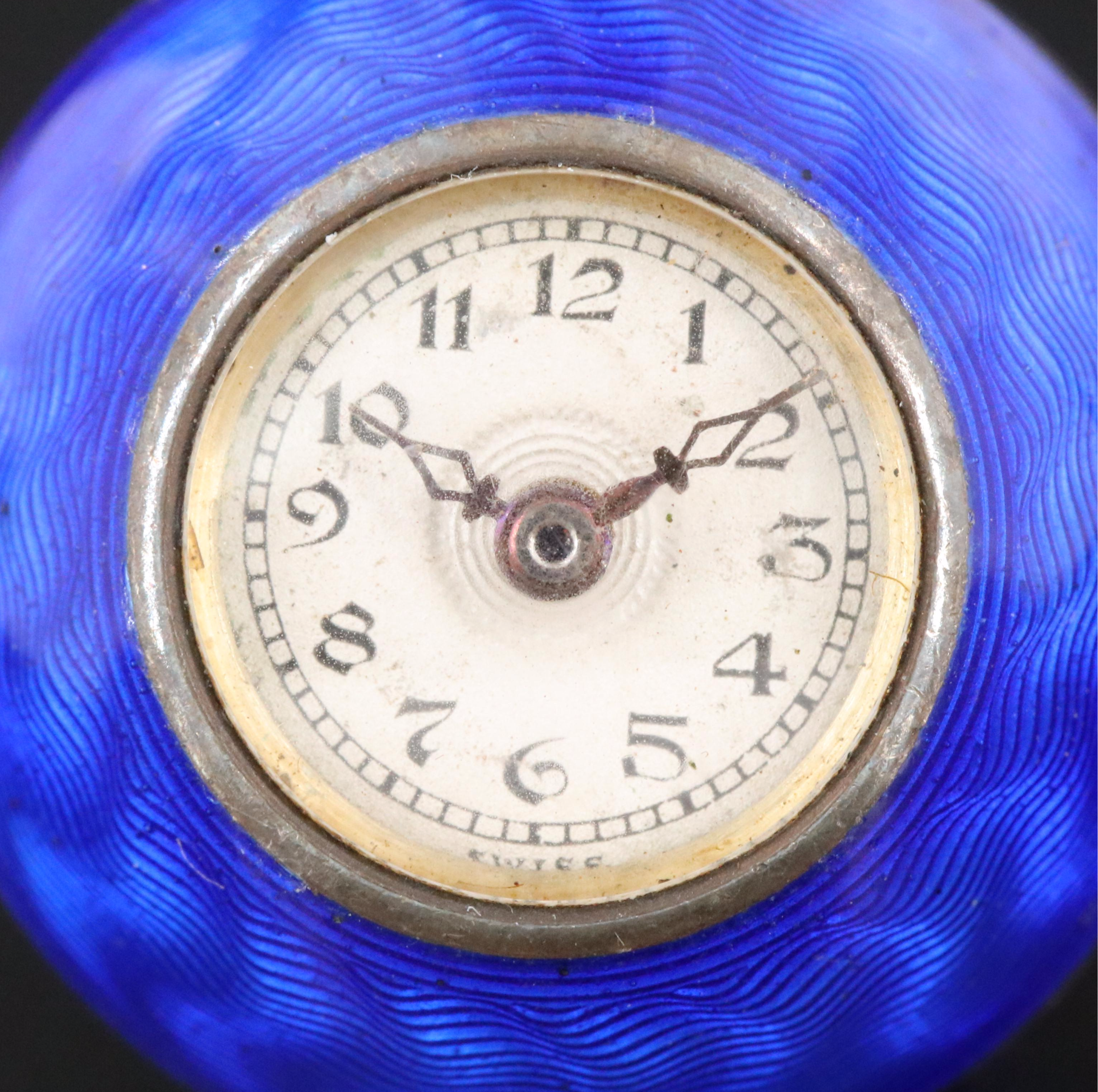 Antique Eton Blue Enamel Guilloché Pendant Watch