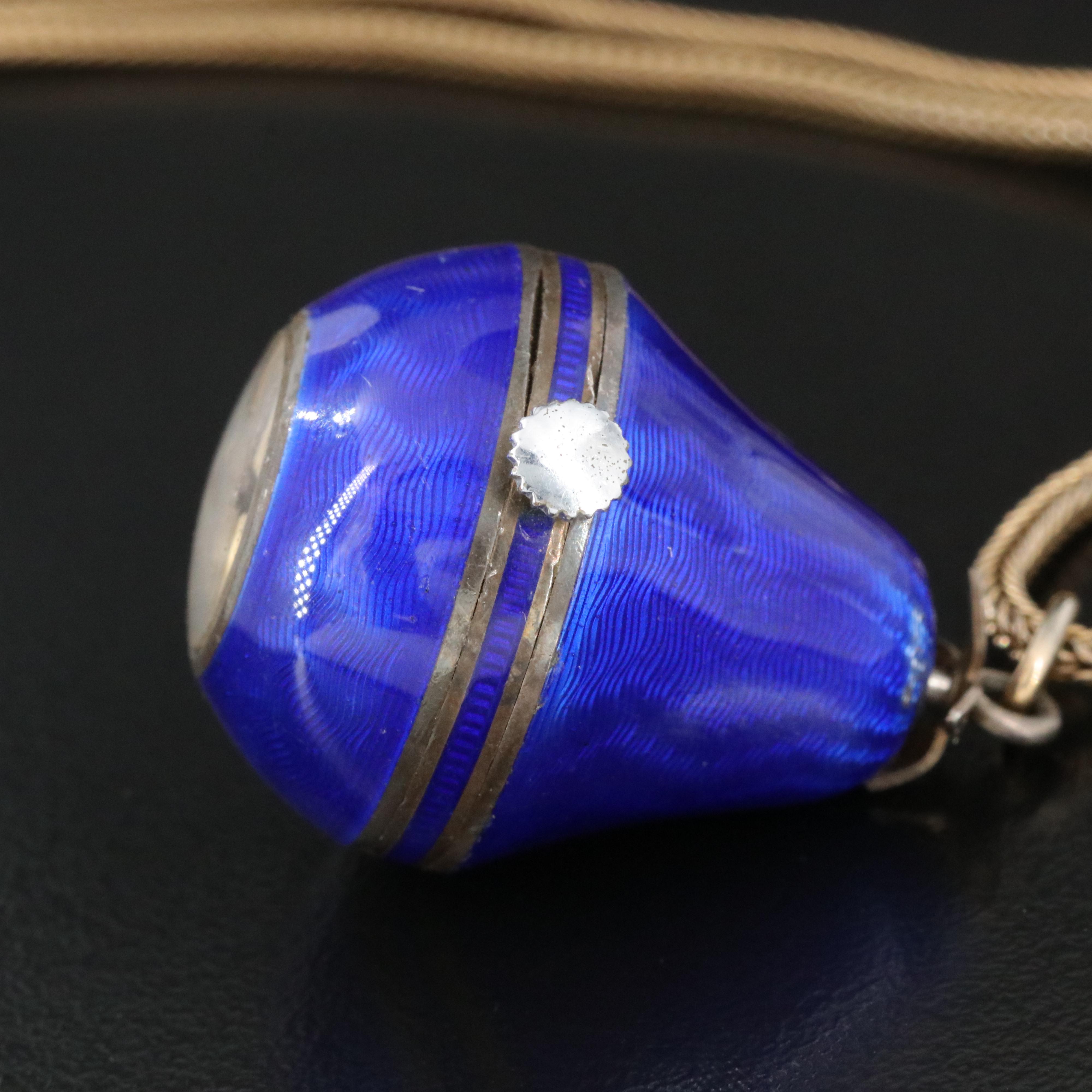 Antique Eton Blue Enamel Guilloché Pendant Watch