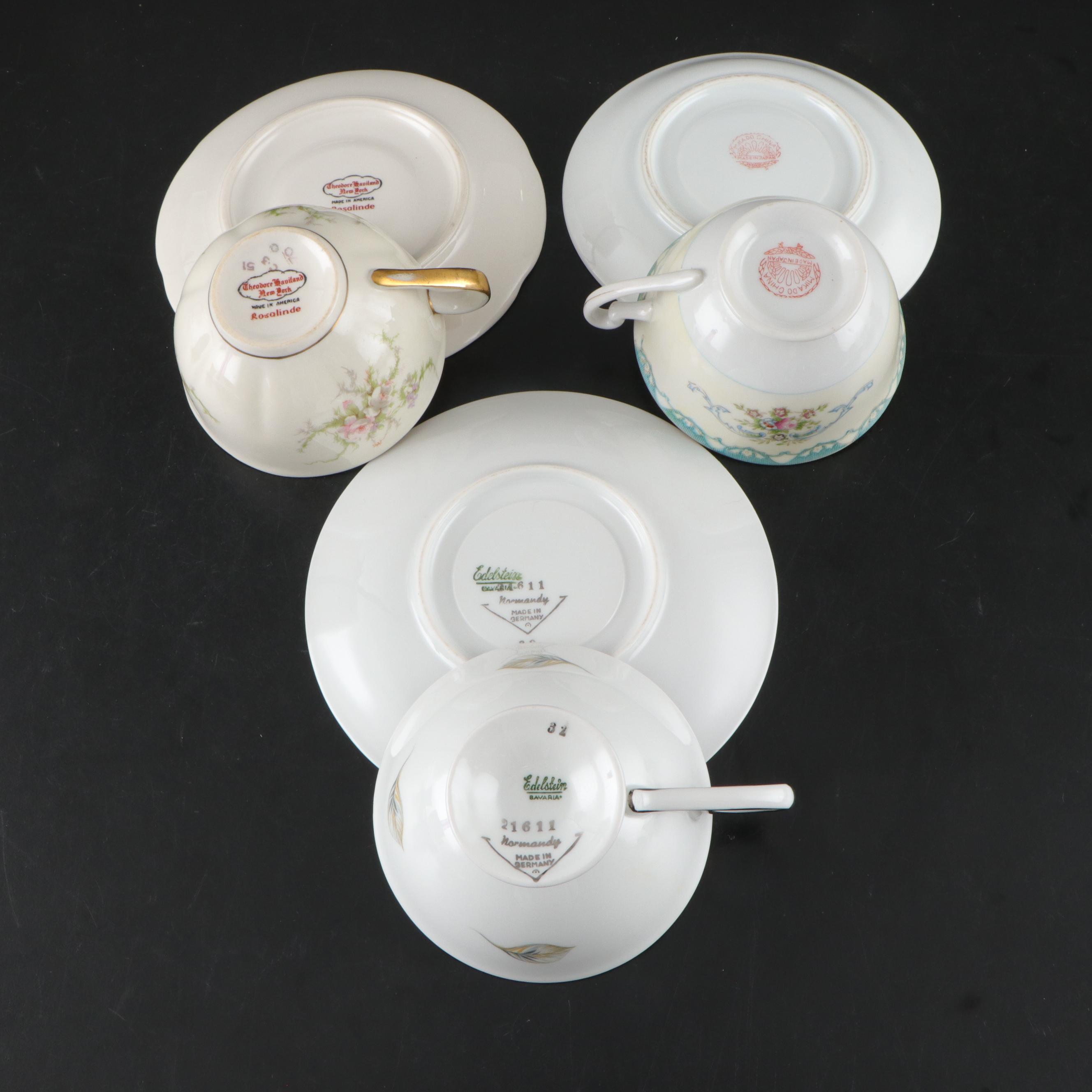 Rosiana China Co. Queen's with Other Bone China and Porcelain Cups and Saucers