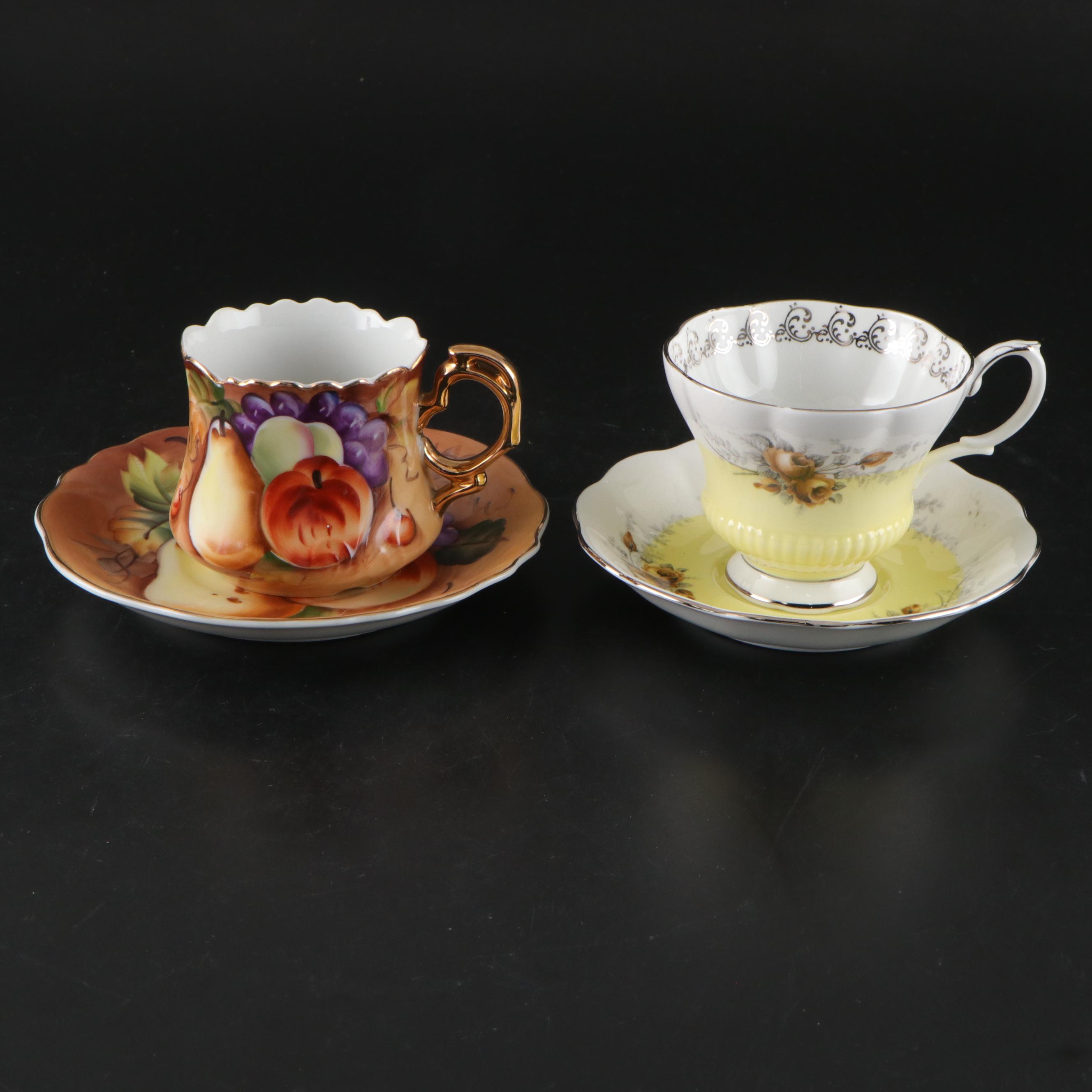 Rosiana China Co. Queen's with Other Bone China and Porcelain Cups and Saucers