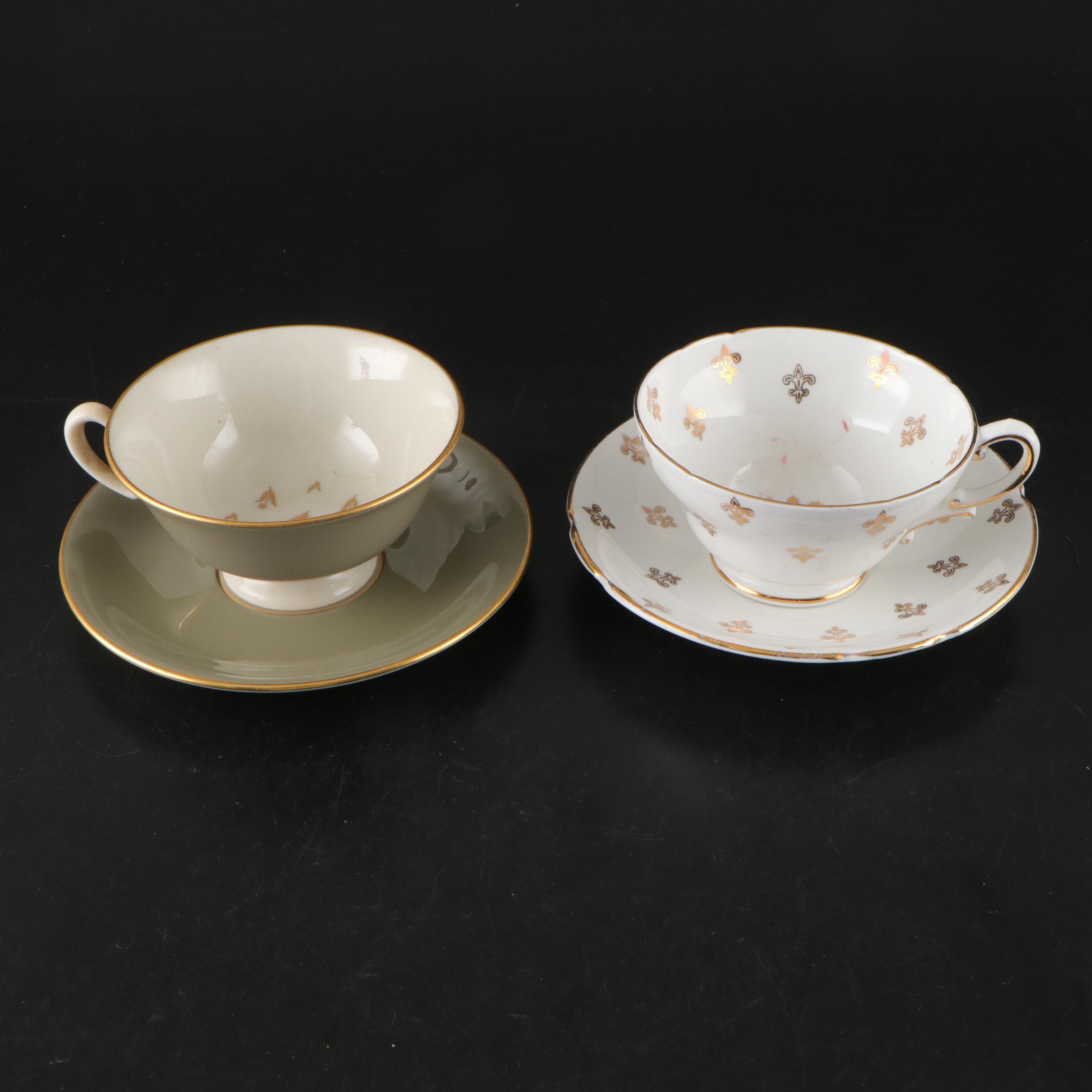 Rosiana China Co. Queen's with Other Bone China and Porcelain Cups and Saucers