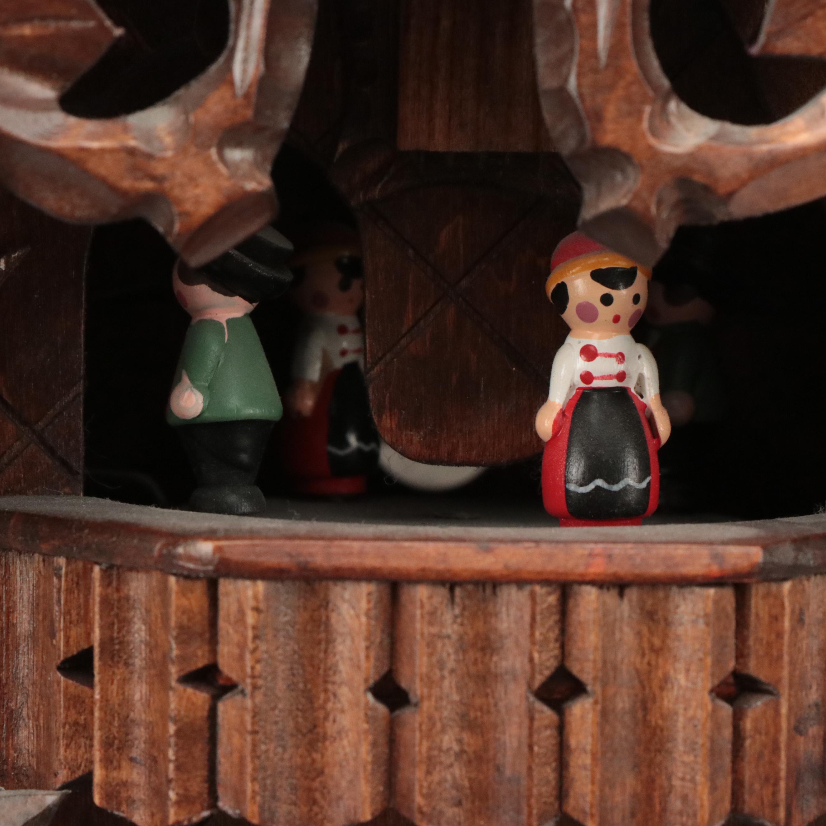 German Black Forest Style Hand-Carved Wood Cuckoo Clock