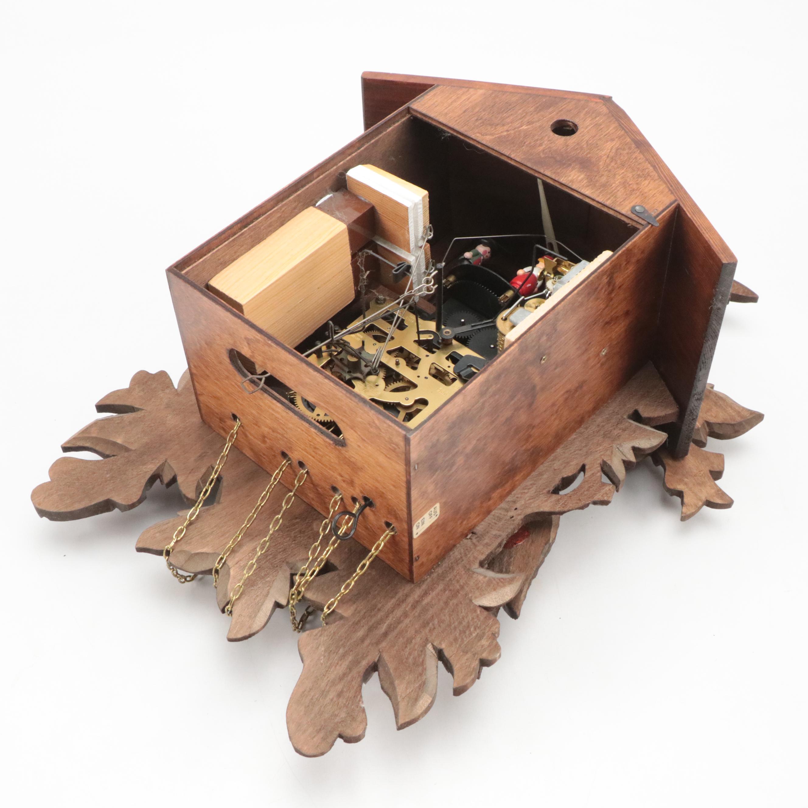 German Black Forest Style Hand-Carved Wood Cuckoo Clock