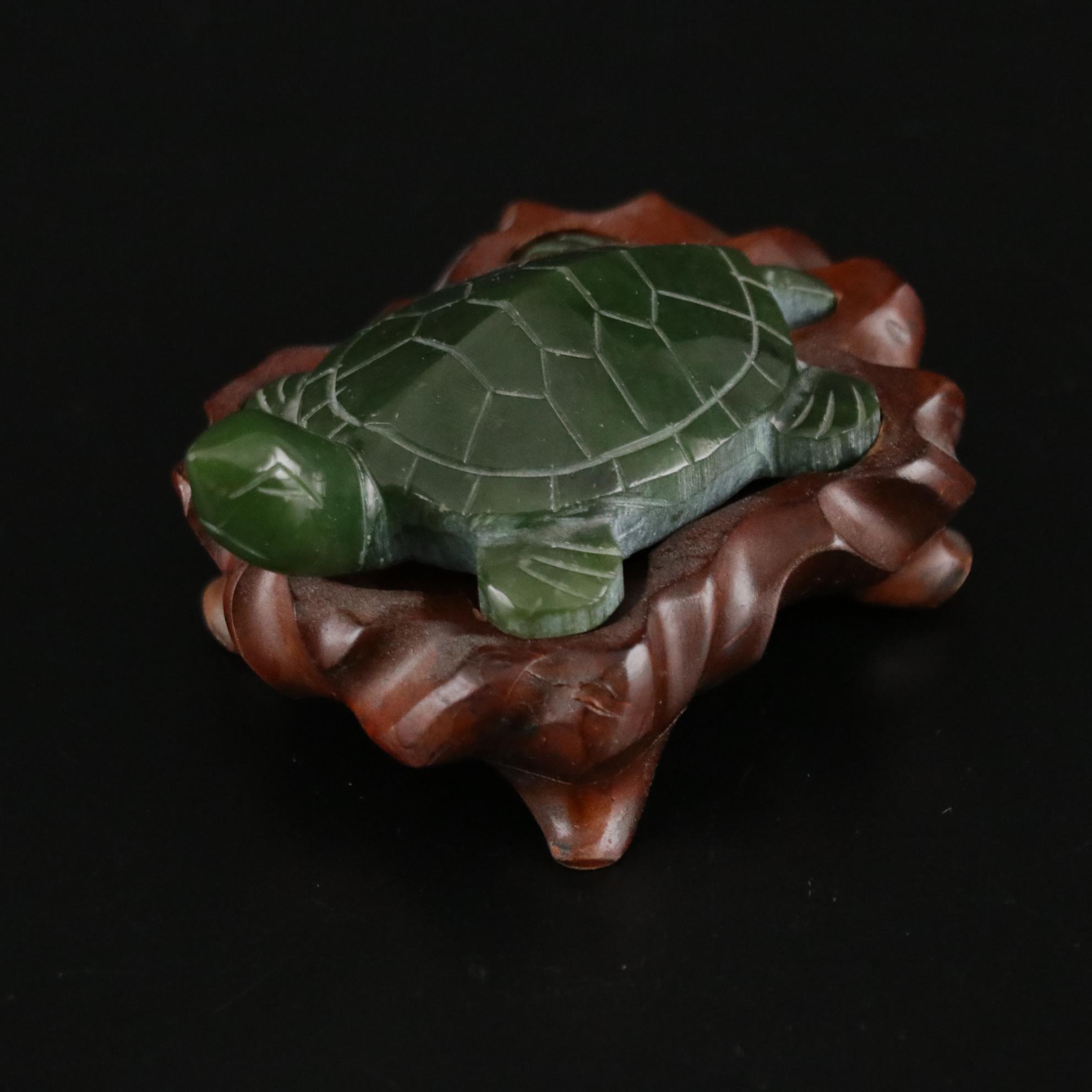 Carved Nephrite Turtle Figurine with Goebel Glass Turtle Figurine and More