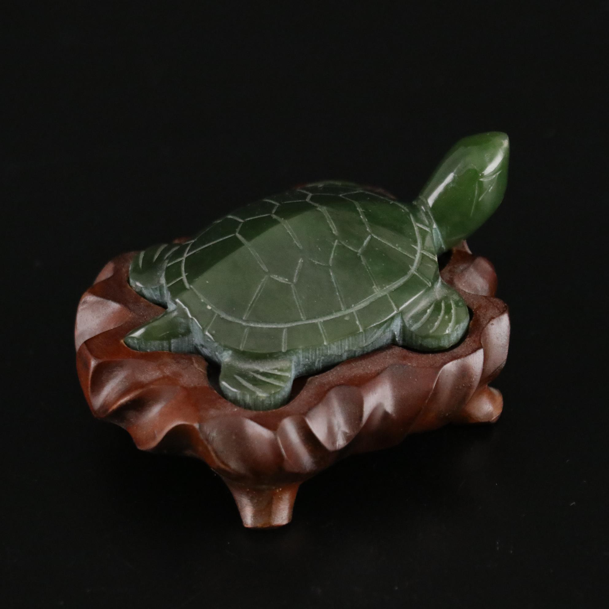 Carved Nephrite Turtle Figurine with Goebel Glass Turtle Figurine and More