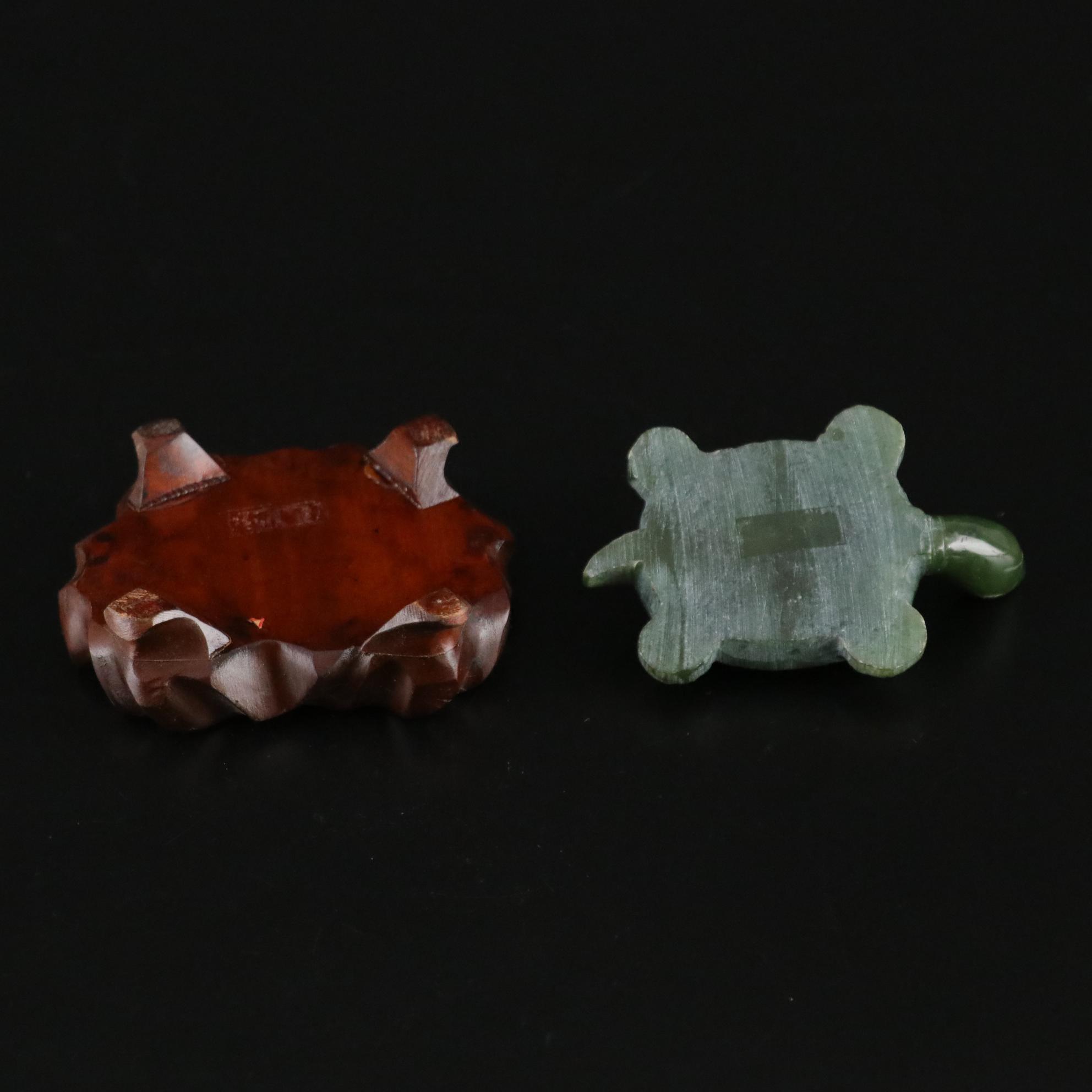 Carved Nephrite Turtle Figurine with Goebel Glass Turtle Figurine and More