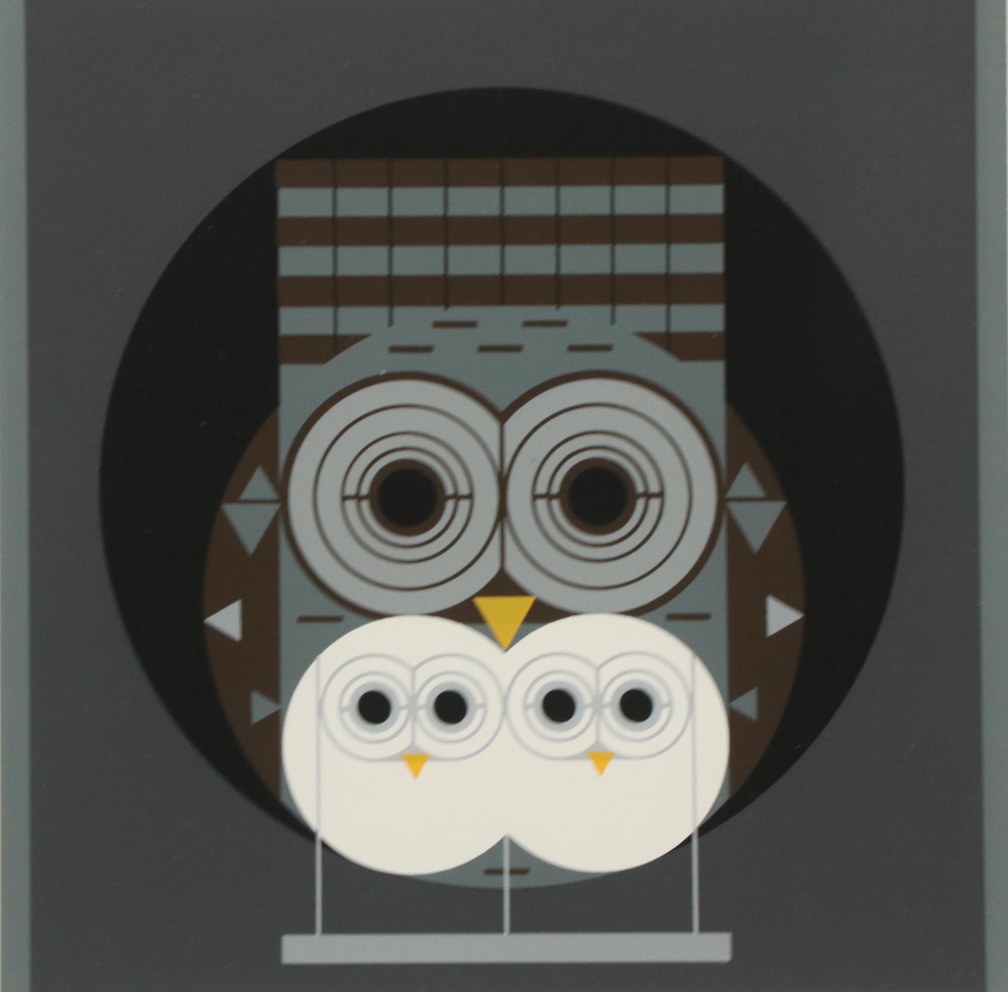 Charley Harper Serigraph "Family Owlbum"