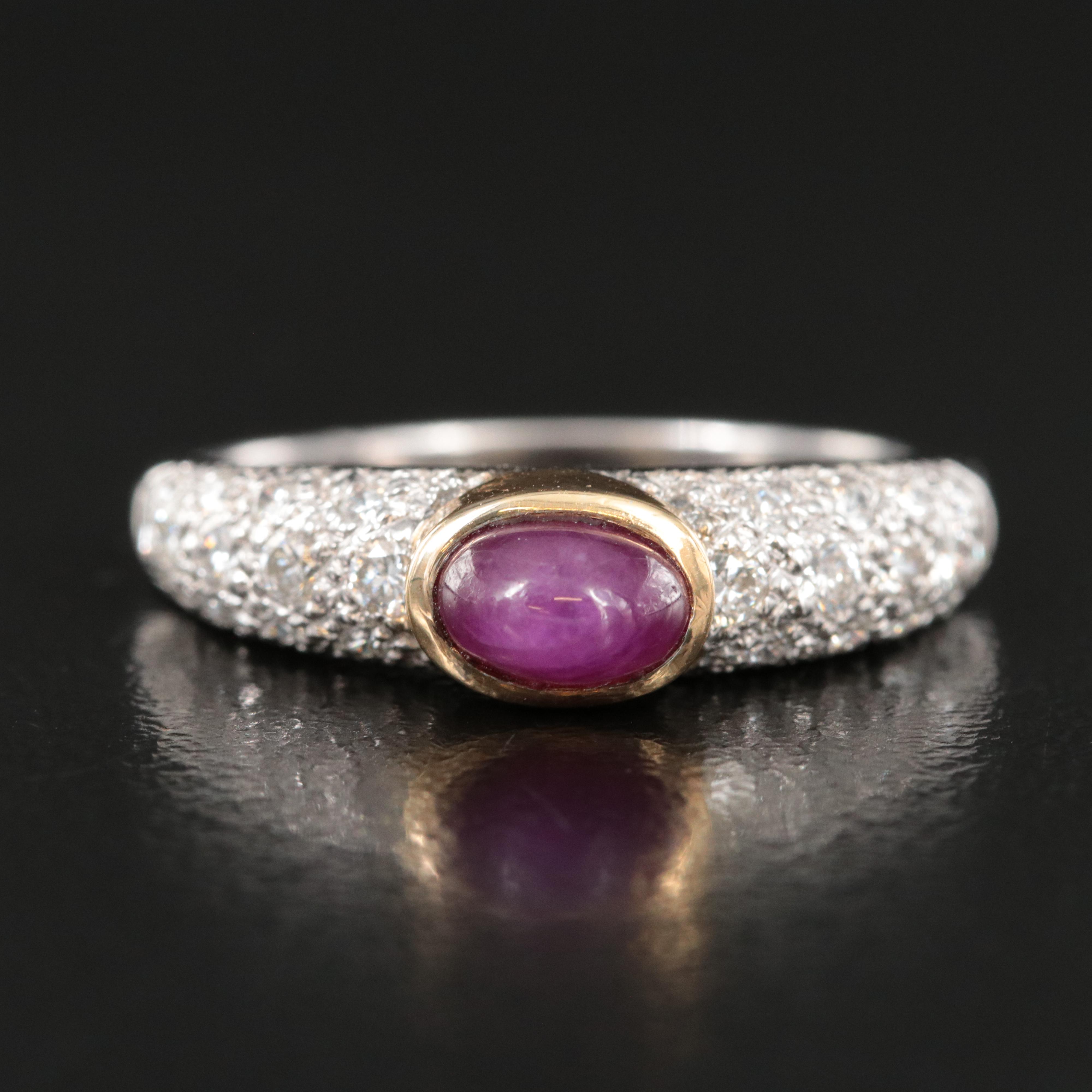 18K Two-Tone Ruby and Pavè Diamond Ring