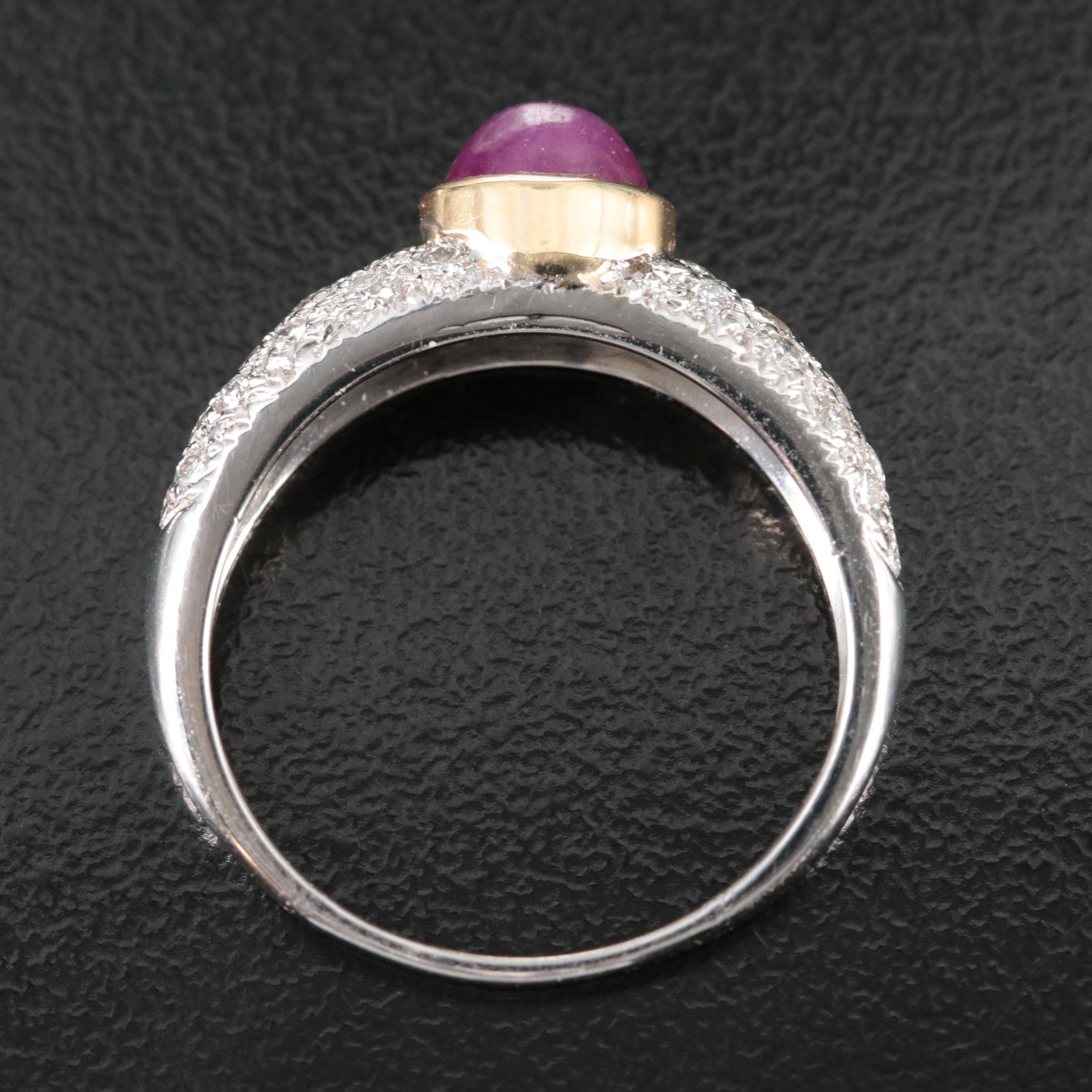 18K Two-Tone Ruby and Pavè Diamond Ring