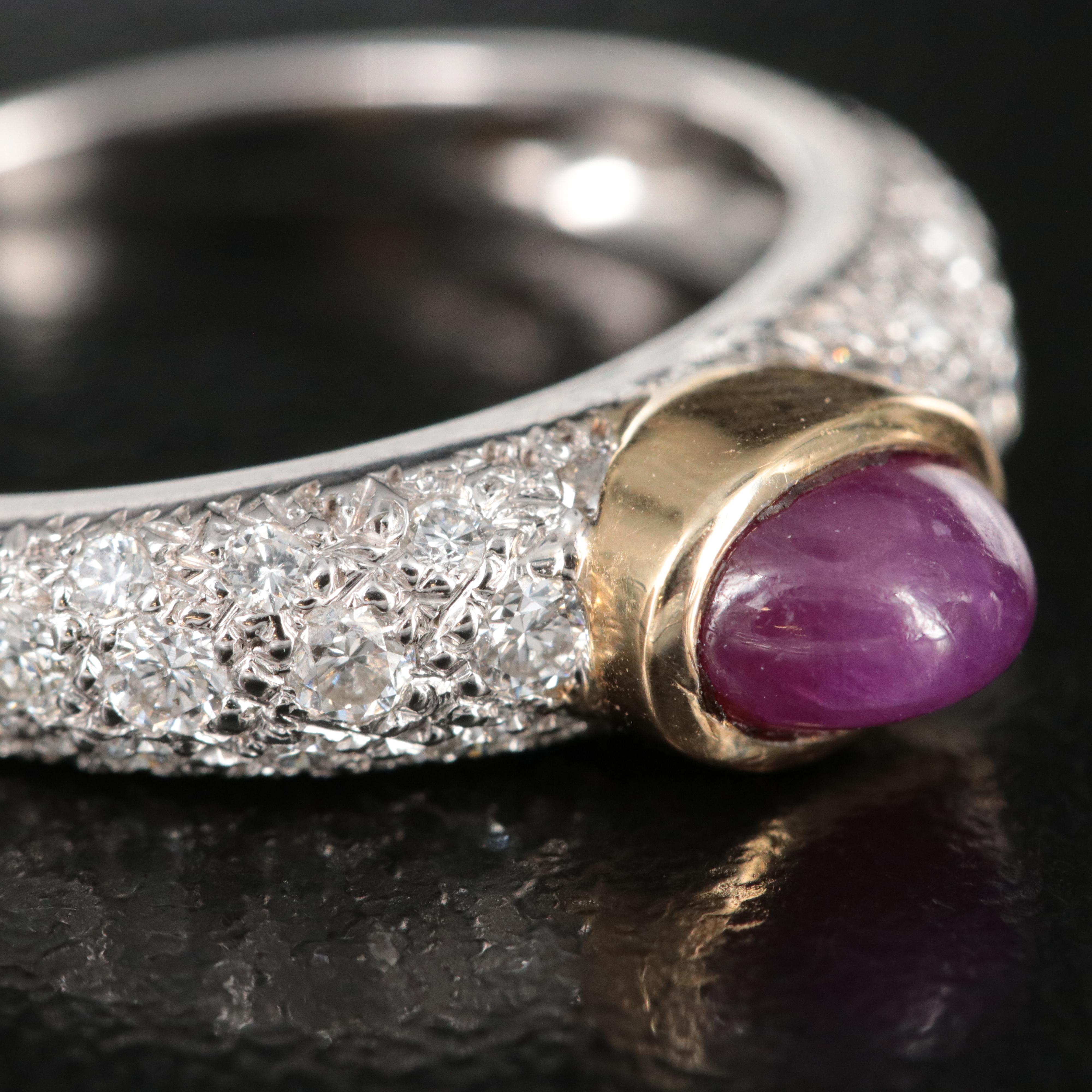 18K Two-Tone Ruby and Pavè Diamond Ring
