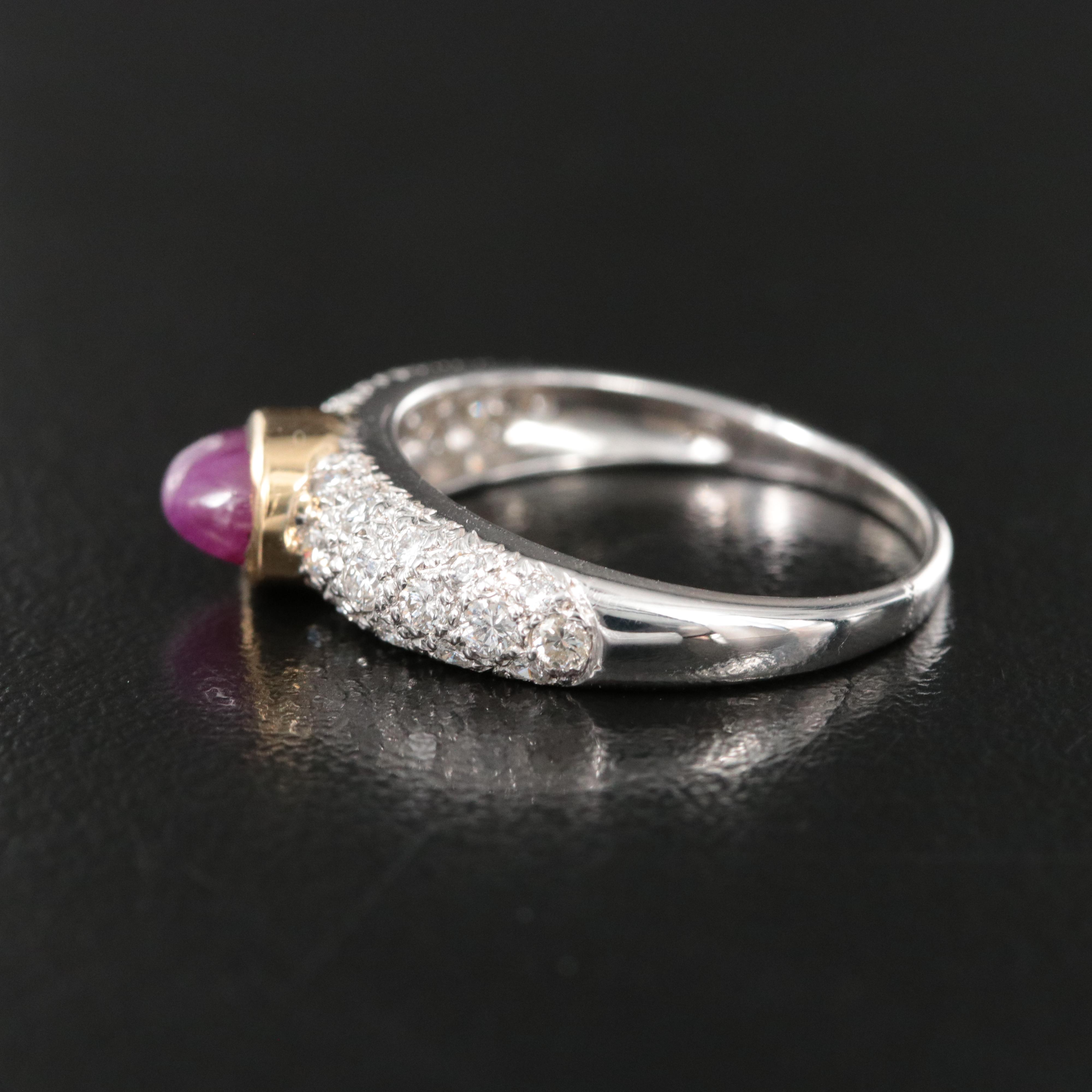 18K Two-Tone Ruby and Pavè Diamond Ring