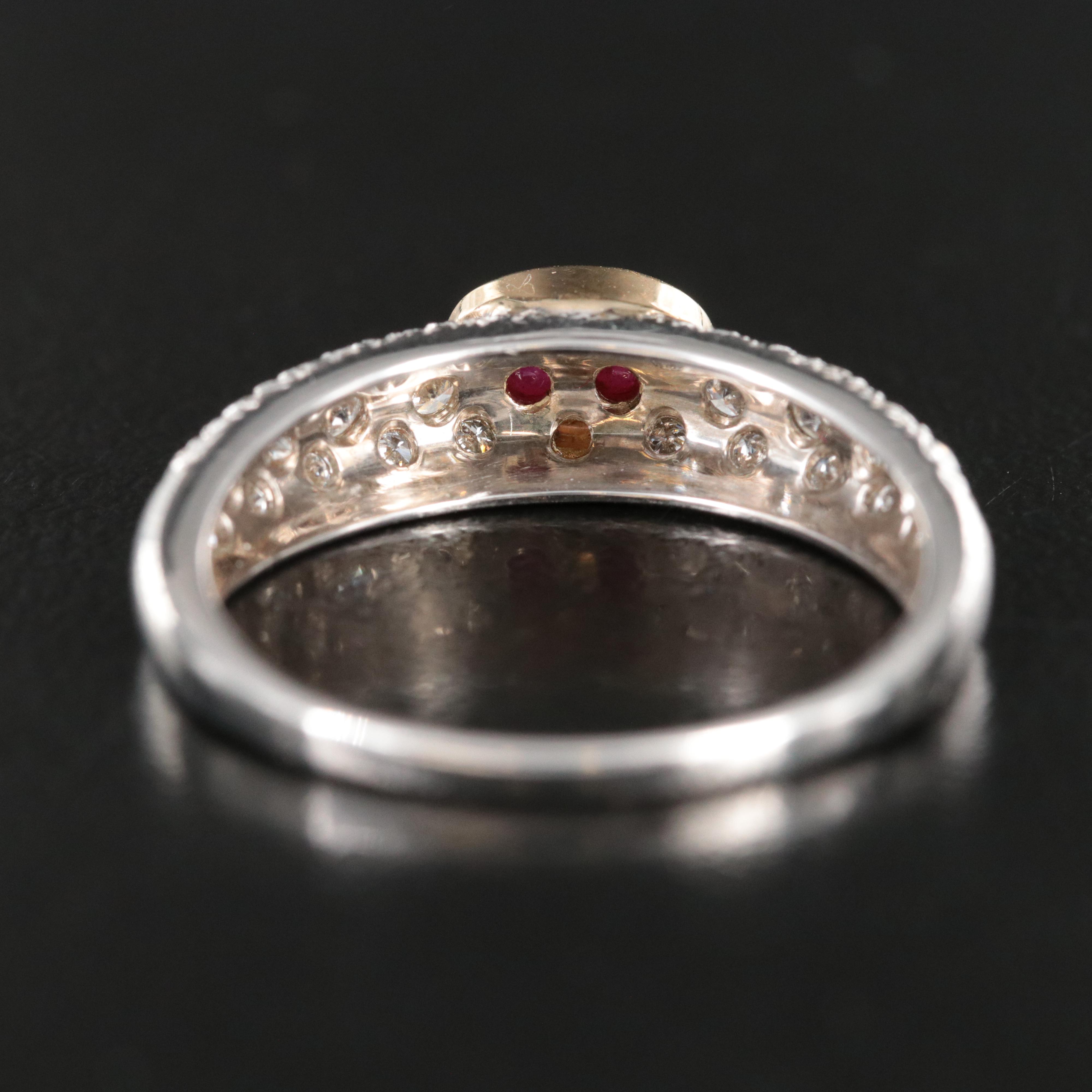 18K Two-Tone Ruby and Pavè Diamond Ring