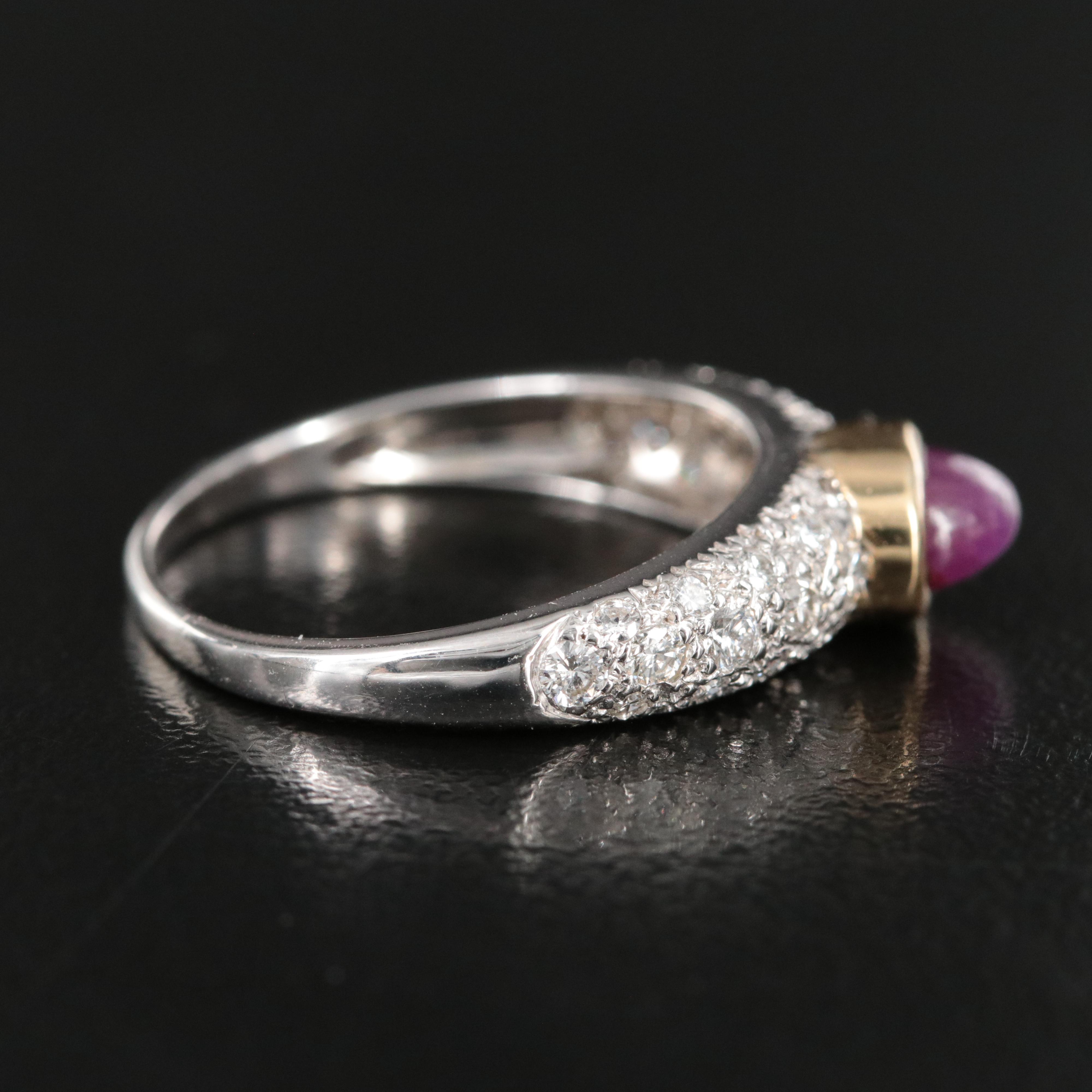 18K Two-Tone Ruby and Pavè Diamond Ring