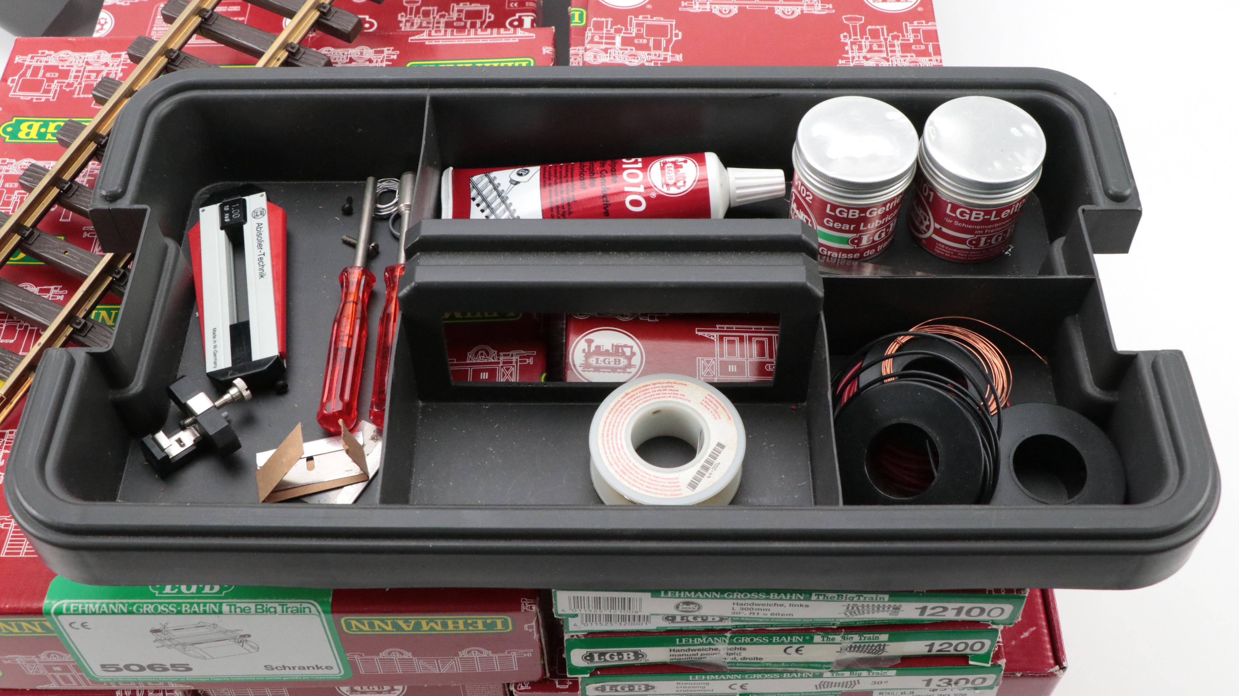 LGB G Scale Train Tracks, Road Crossing, Accessories and Craftsman Tool Case