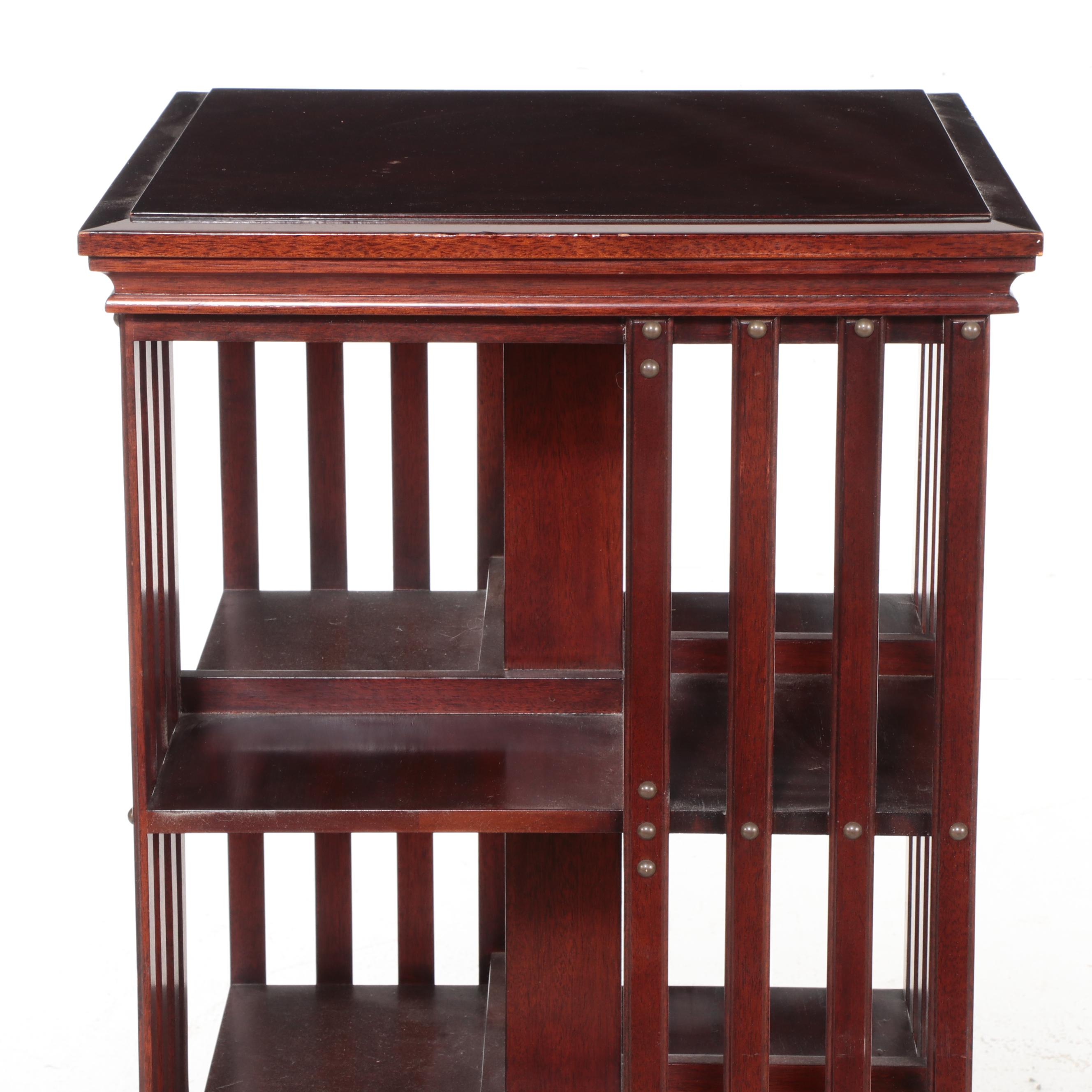 Arts & Crafts Style Mahogany Finish Revolving Bookcase