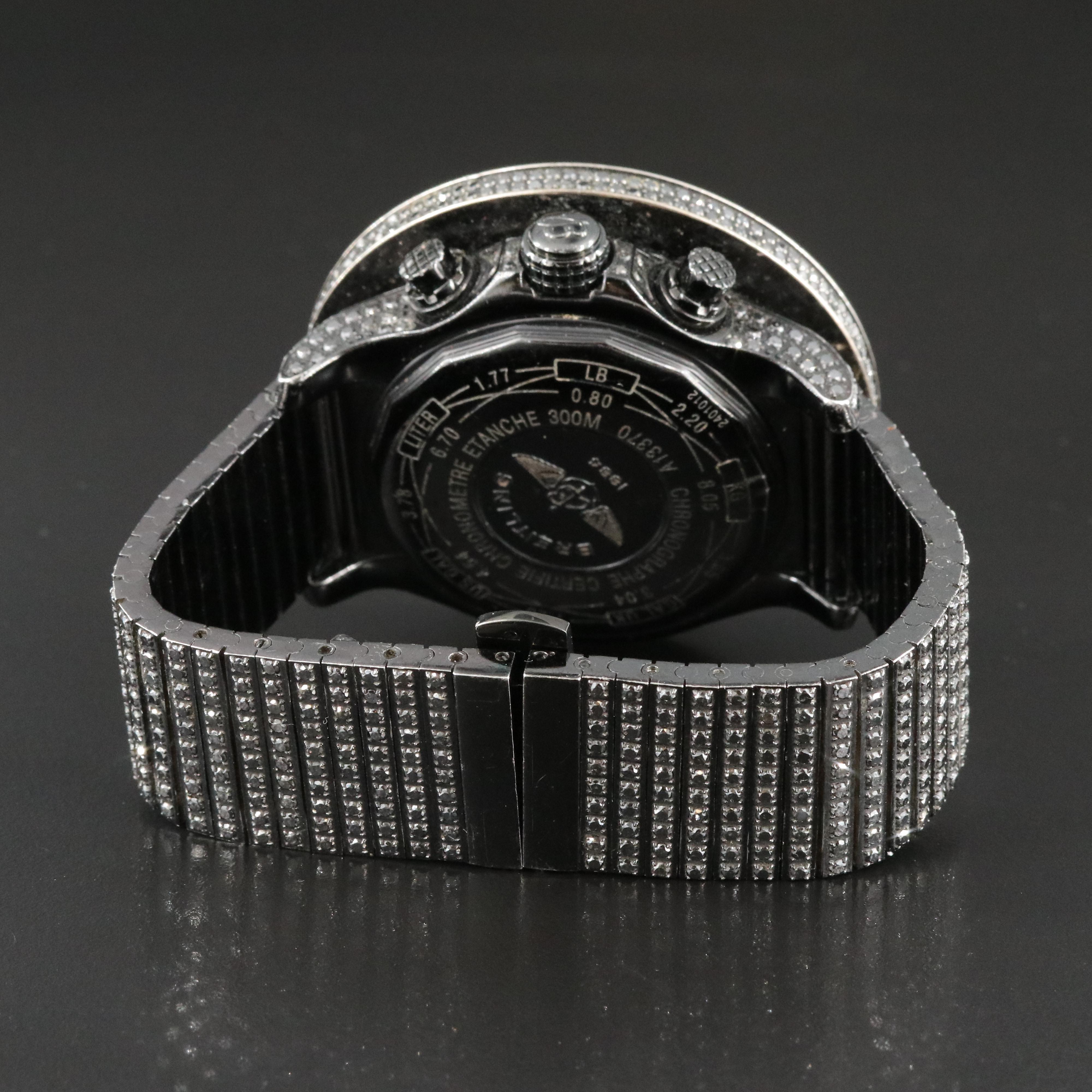 Breitling Super Avenger Custom 43.37 CTW Fancy Black Diamond PVD Watch